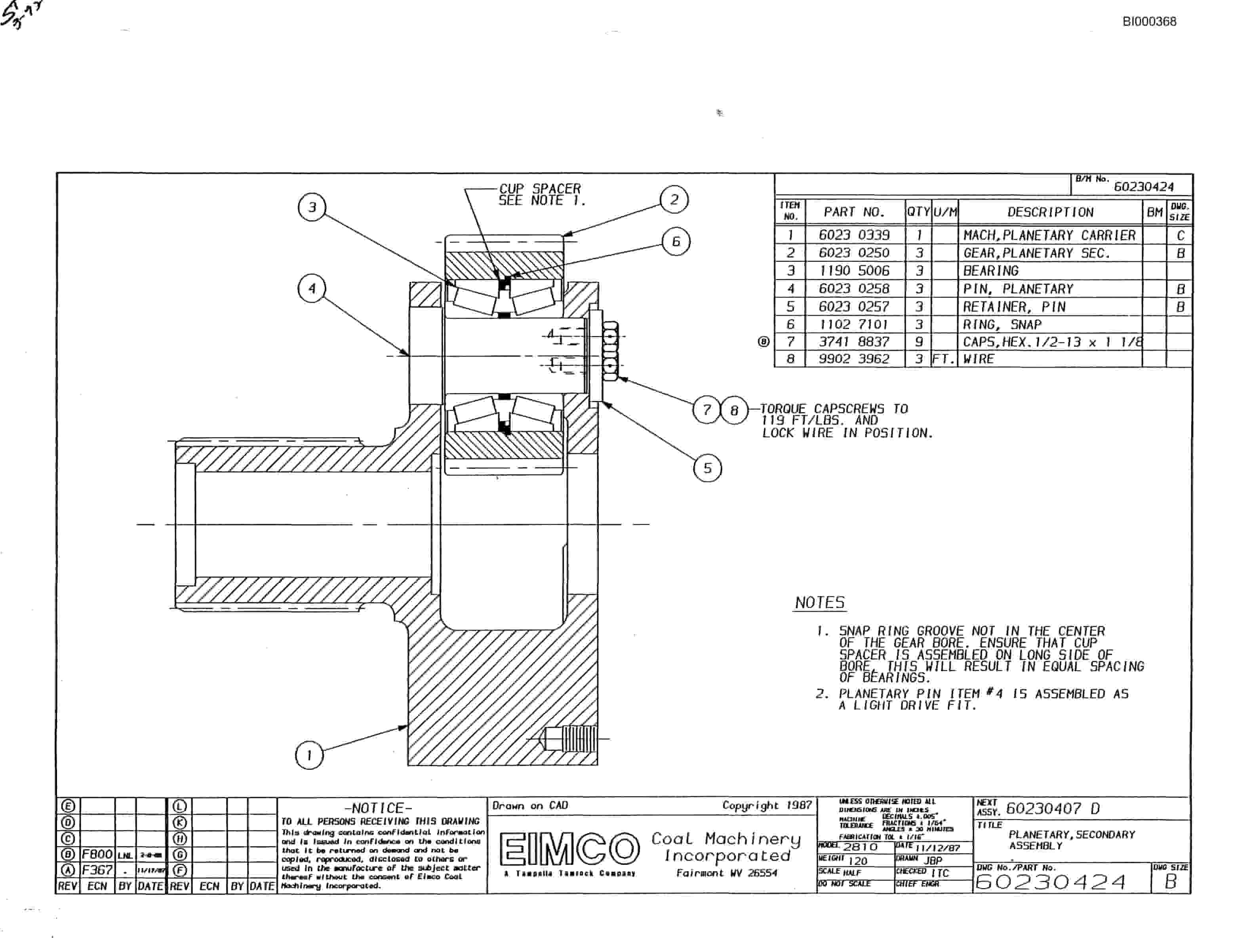 Bucyrus 2810-2 Miner Parts Catalog BI000368-4