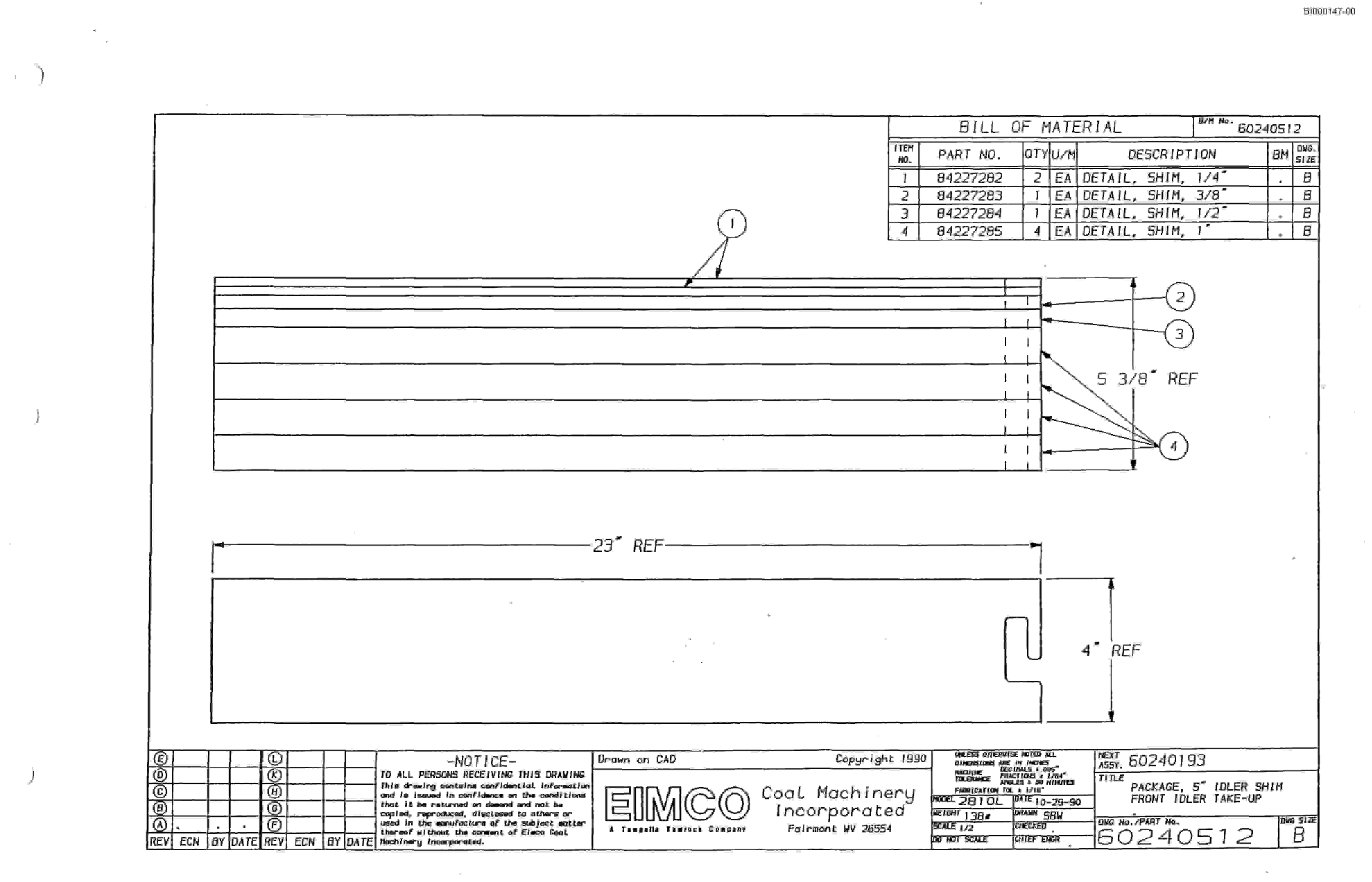 Bucyrus 2810-2P Miner Parts Catalog BI000147-3