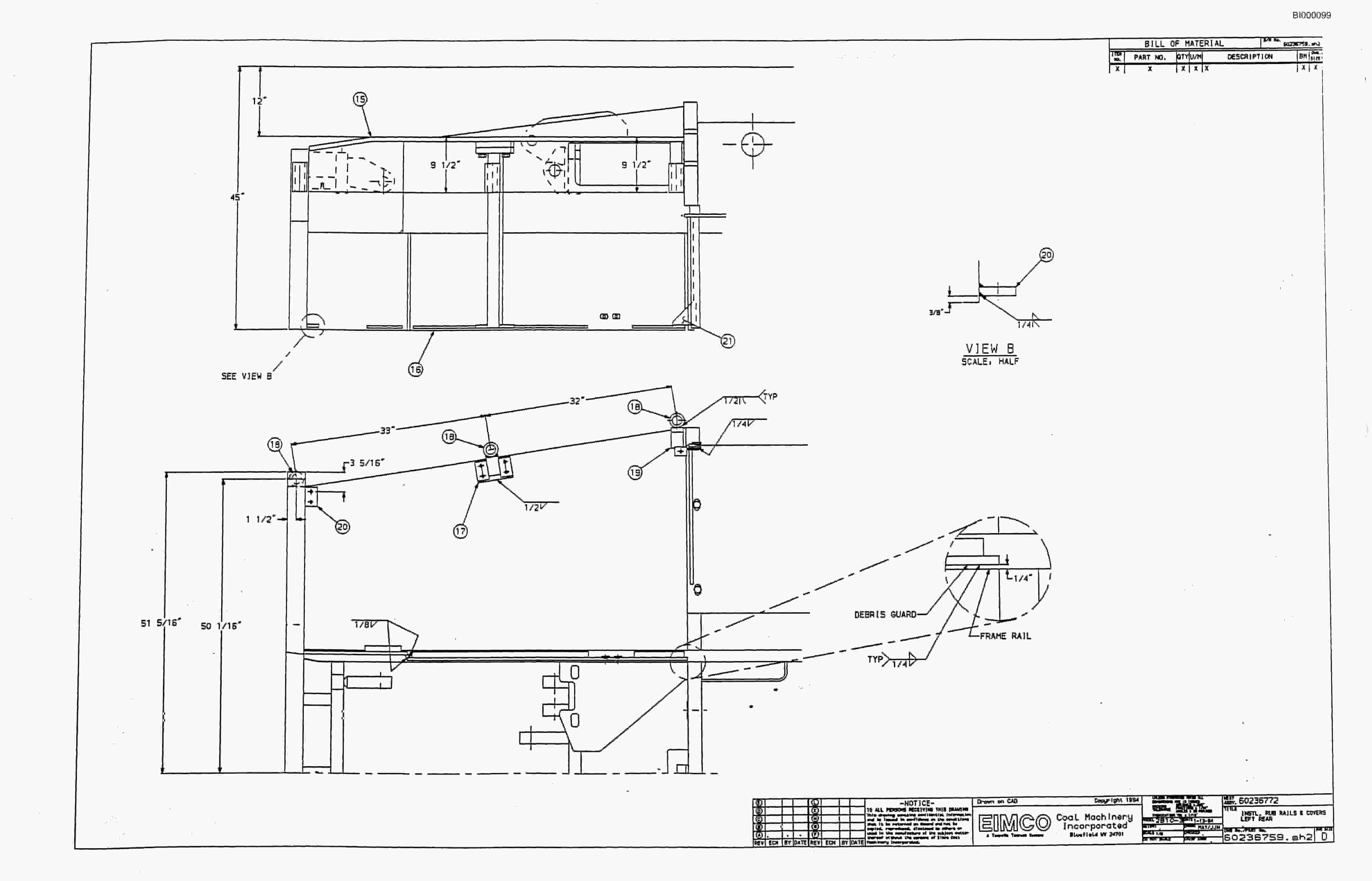 Bucyrus 2810-3 Miner Parts Catalog BI000099-3