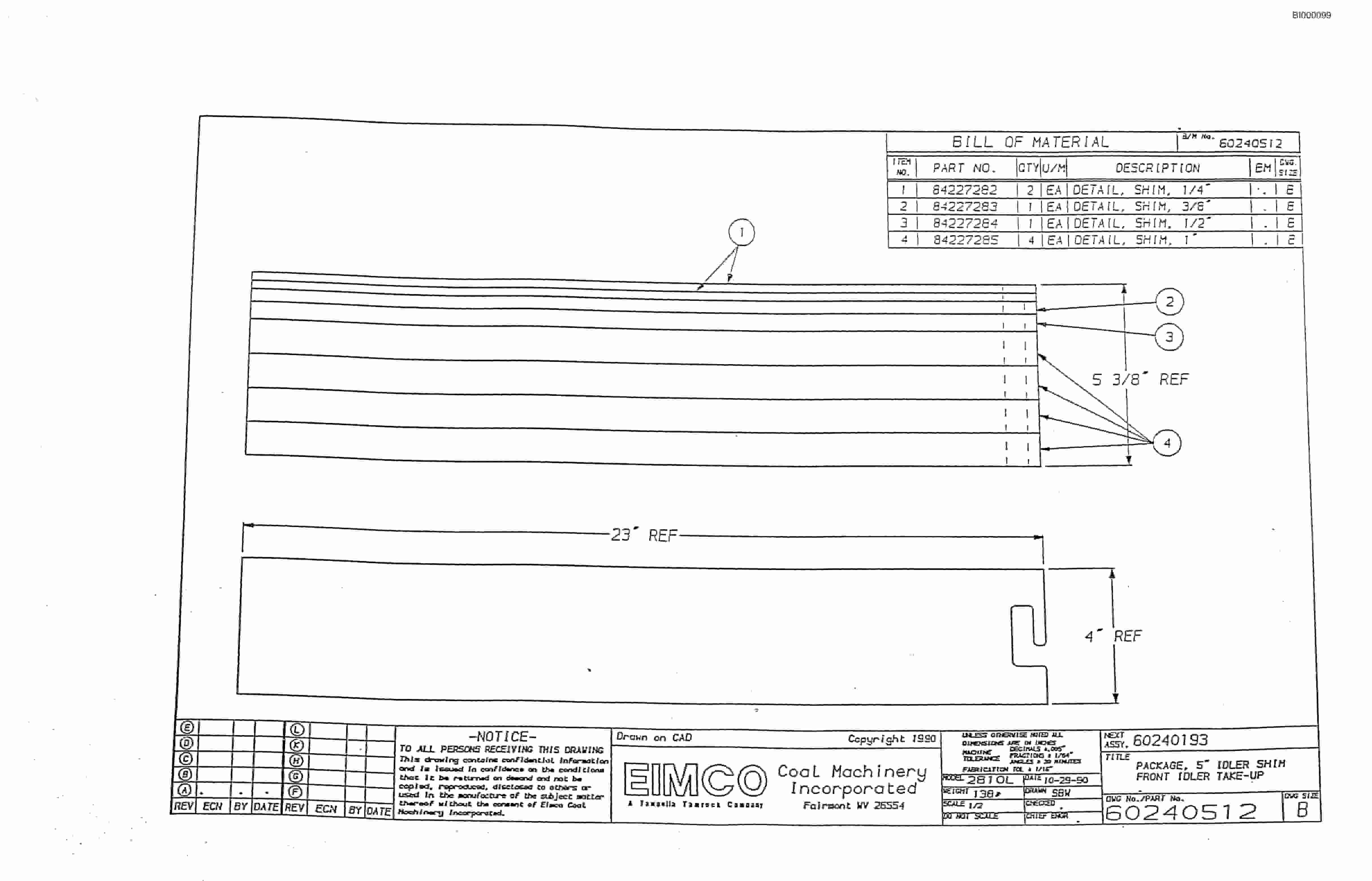 Bucyrus 2810-3 Miner Parts Catalog BI000099-5