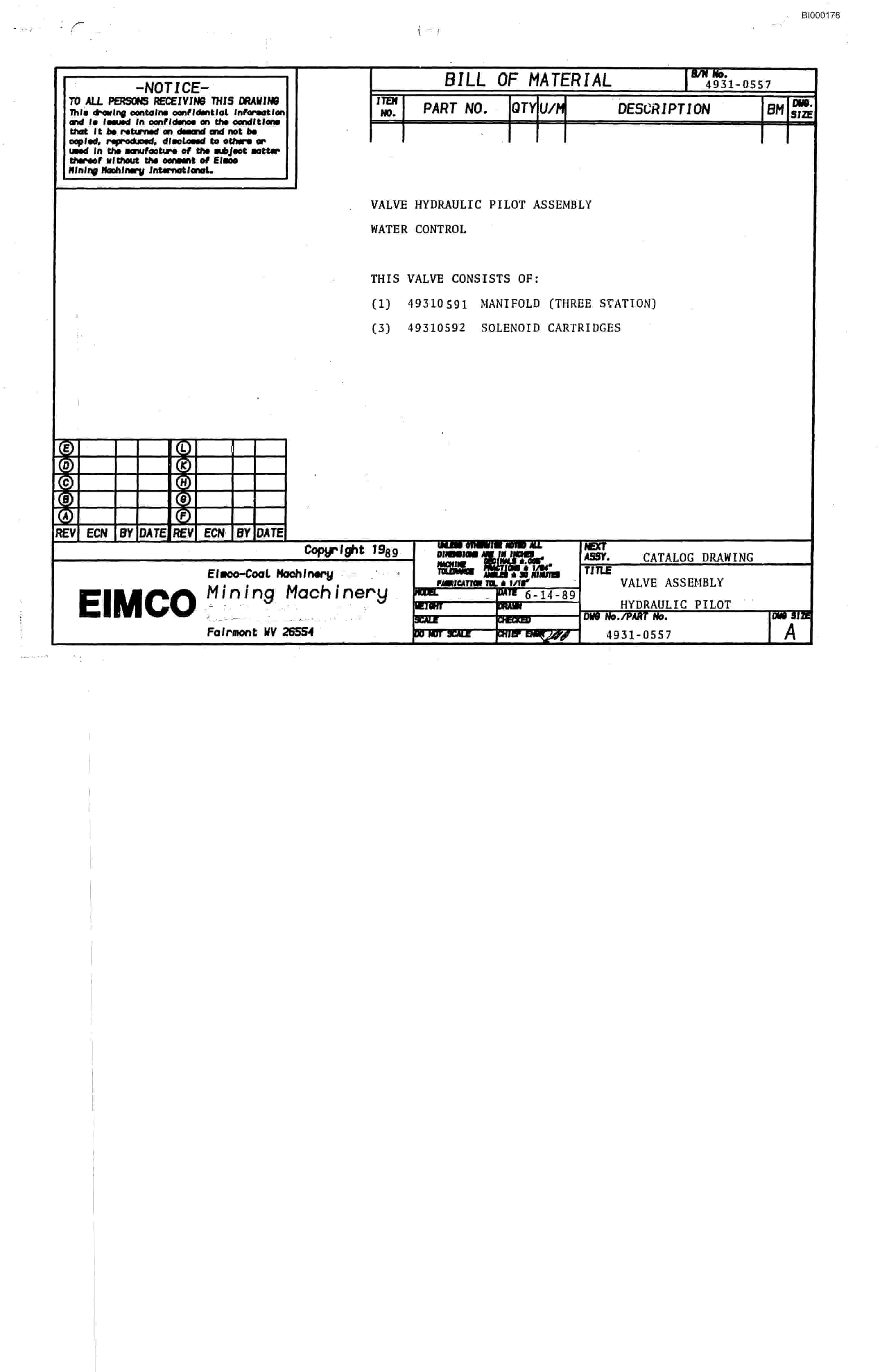 Bucyrus 2810-3 Miner Parts Catalog BI000178-2