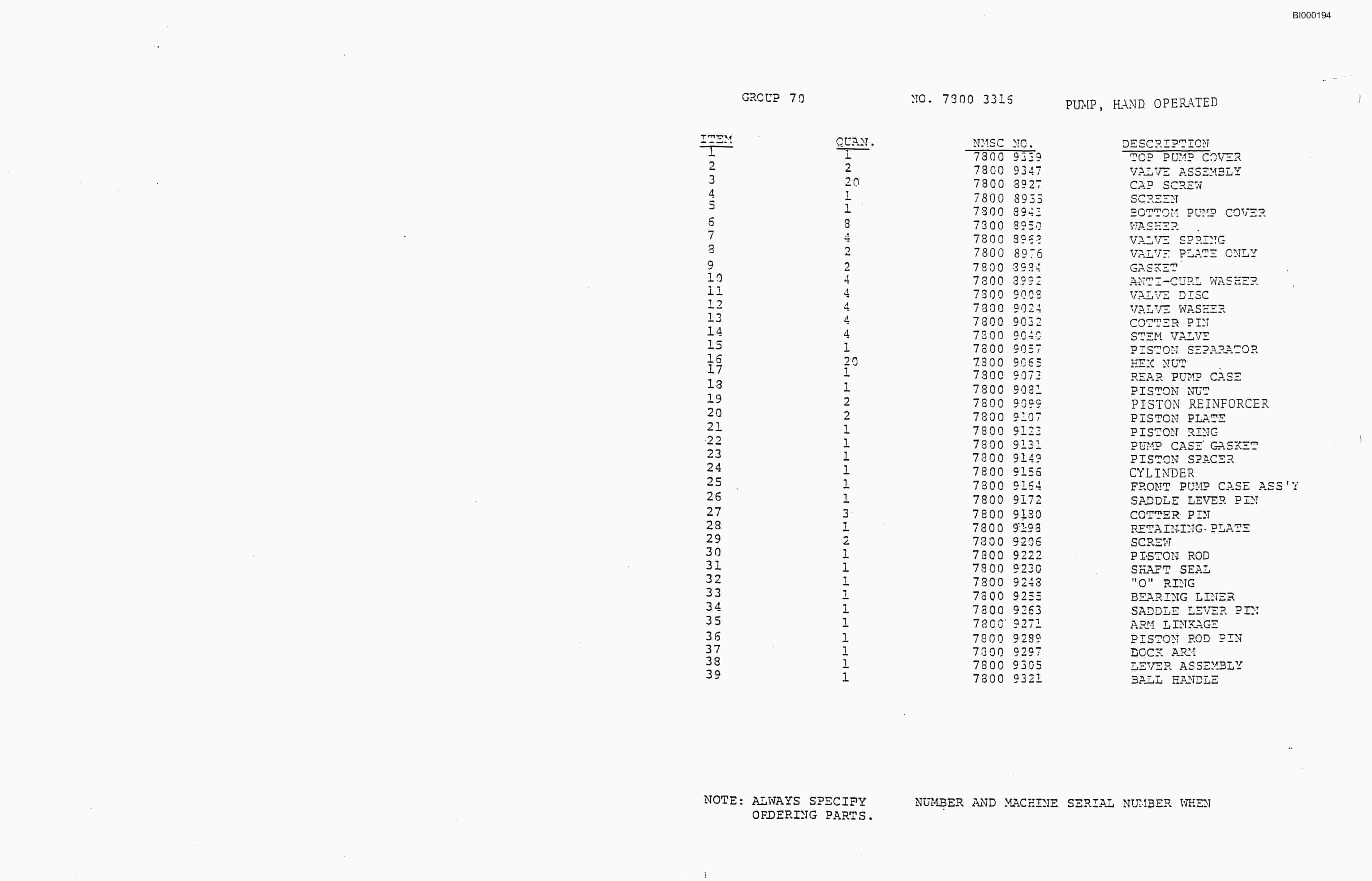 Bucyrus 2810-3 Miner Parts Catalog BI000194-2