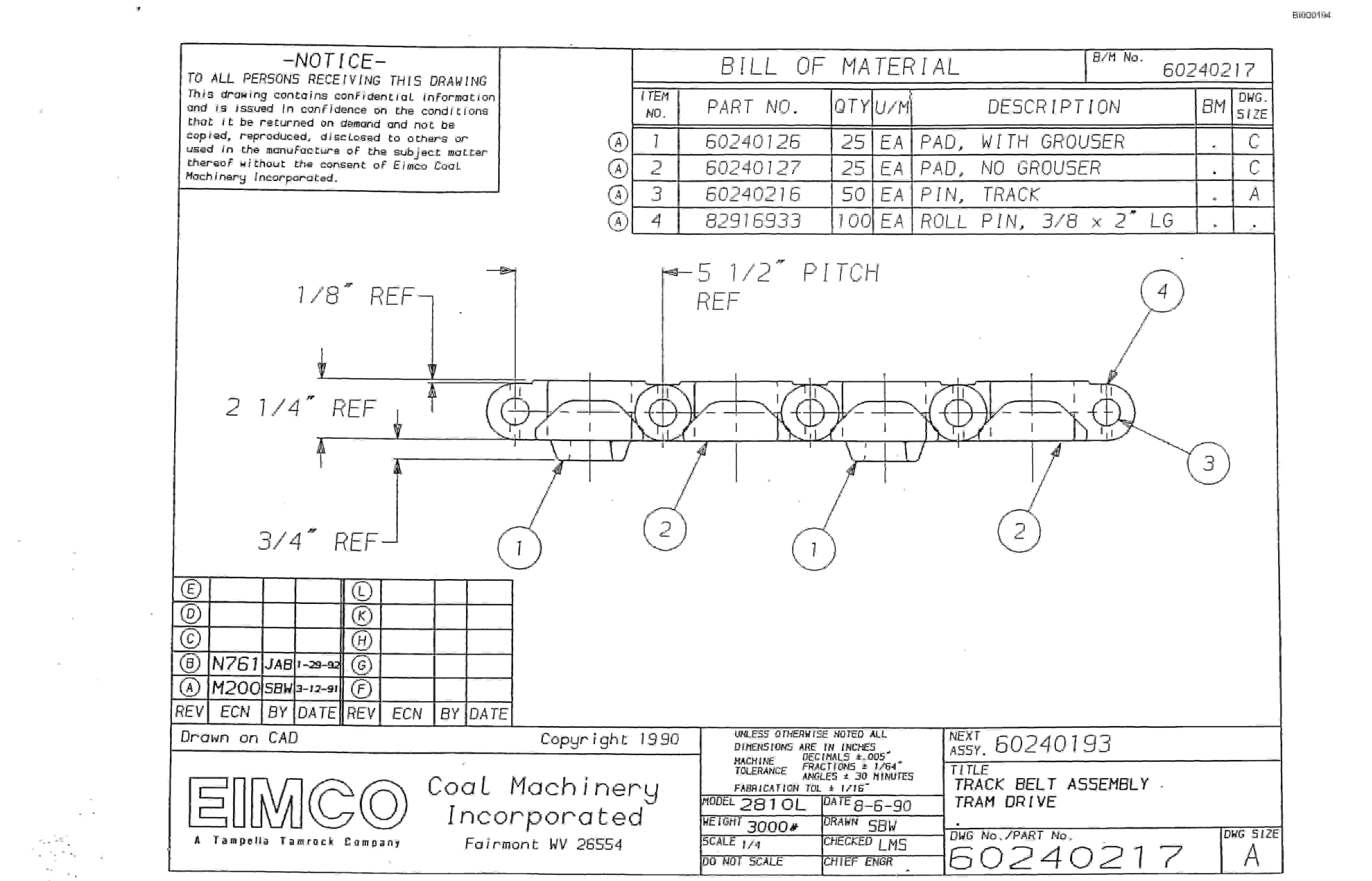 Bucyrus 2810-3 Miner Parts Catalog BI000194-3
