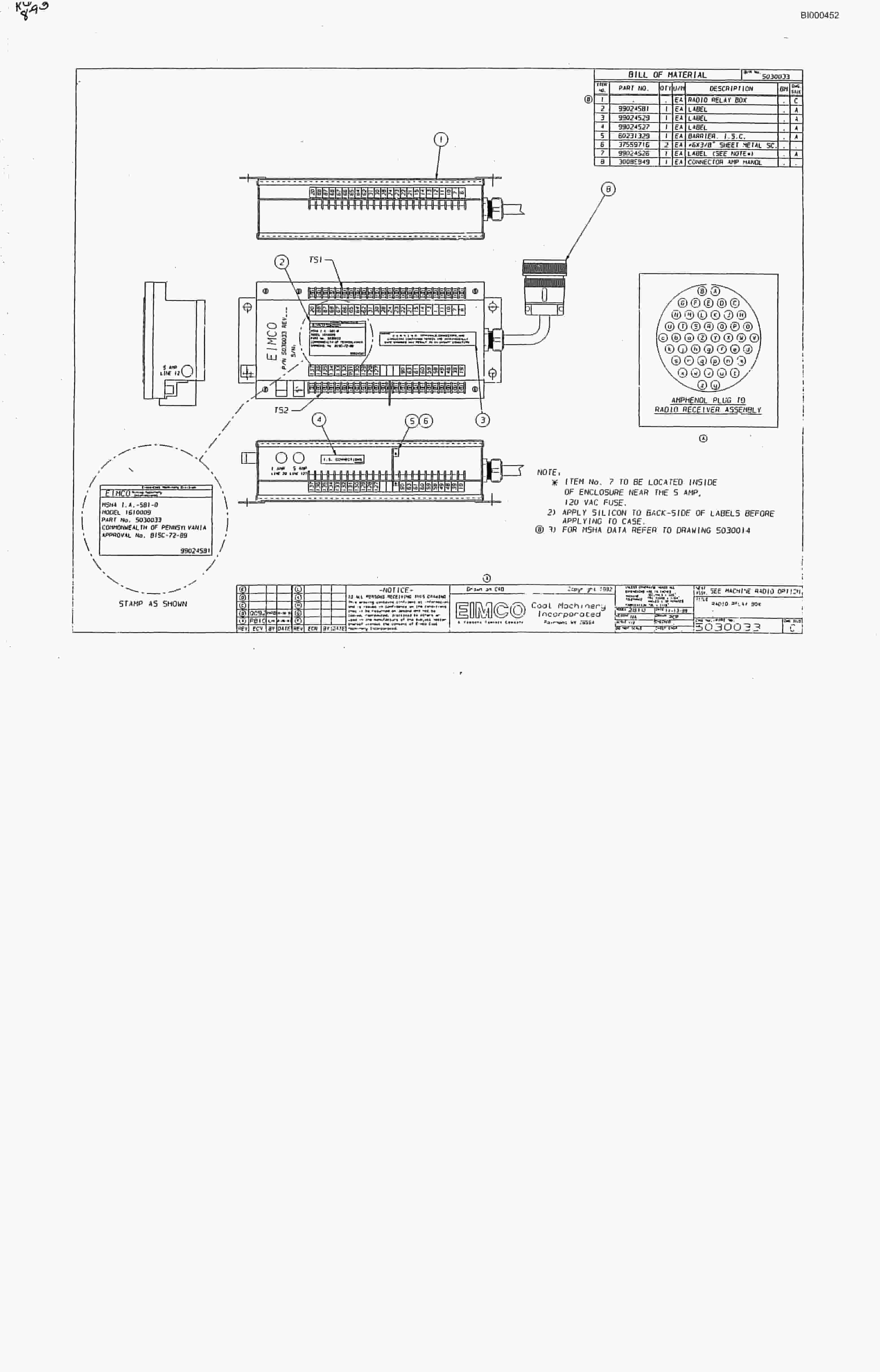 Bucyrus 2810-3 Miner Parts Catalog BI000452-2