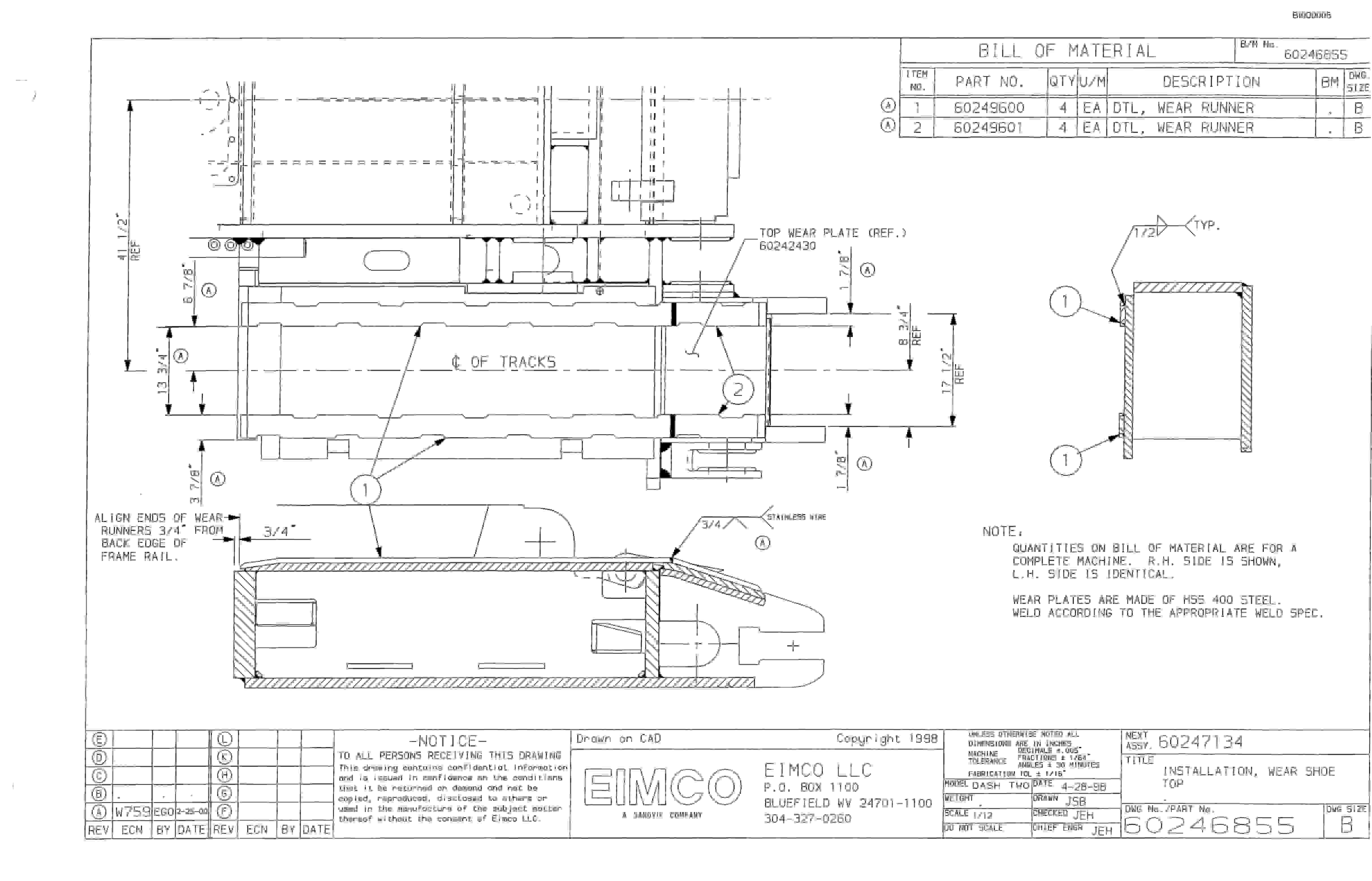 Bucyrus 2810 Dash Three Miner Parts Catalog BI000005 70880138R-3