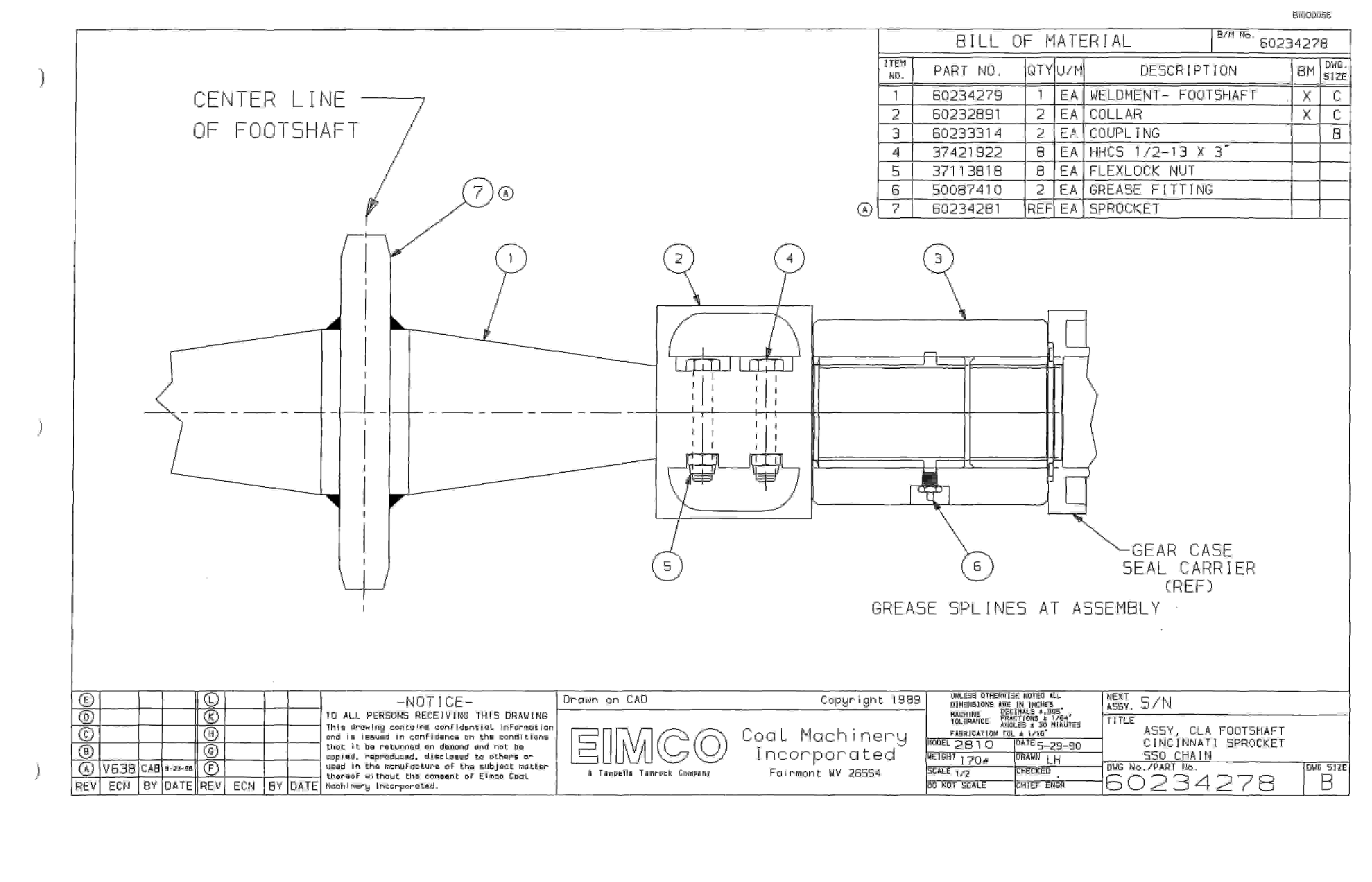 Bucyrus 2810 Dash Three Miner Parts Catalog BI000056-5