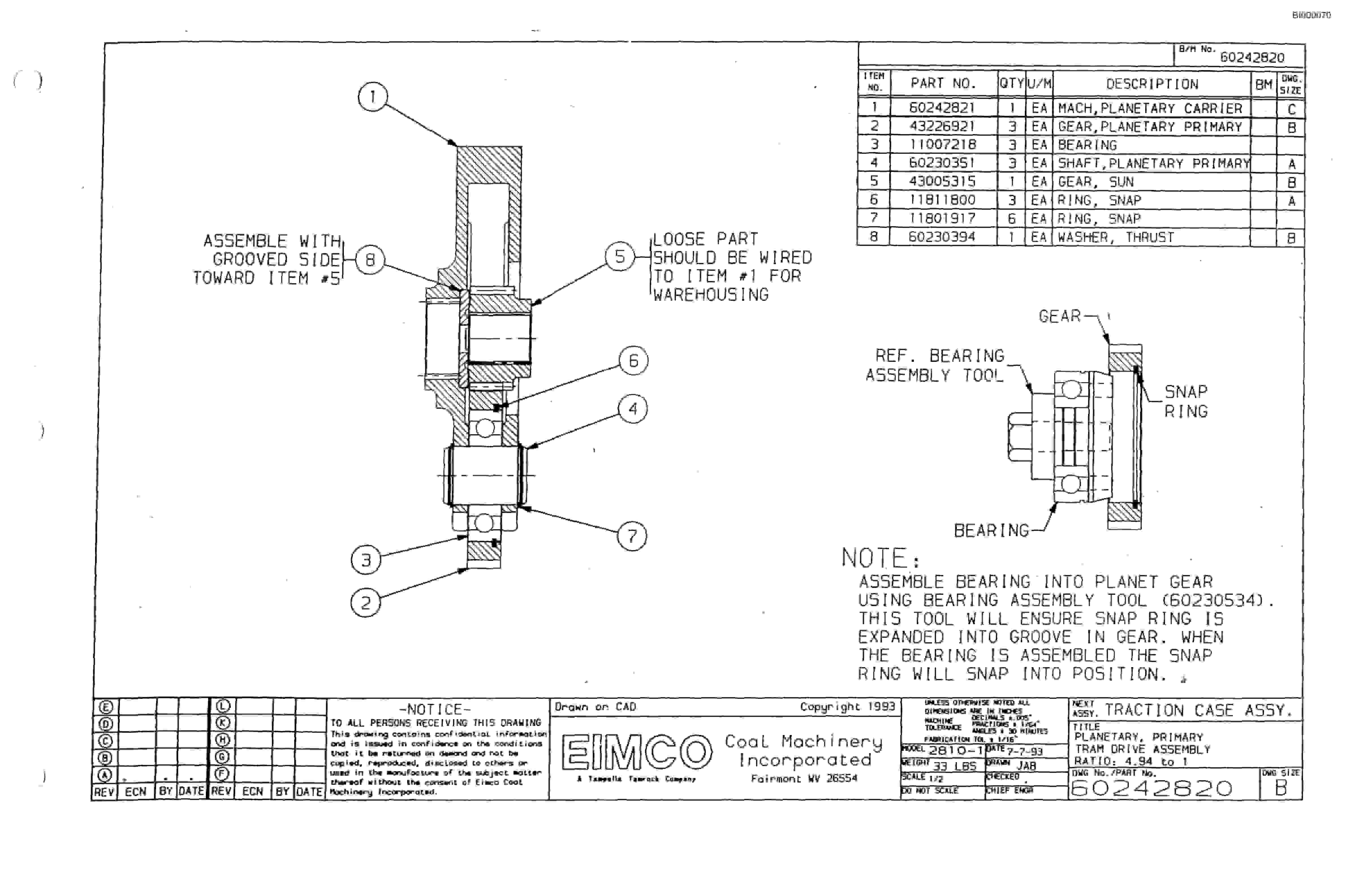 Bucyrus 2810 Dash Three Miner Parts Catalog BI000070-3