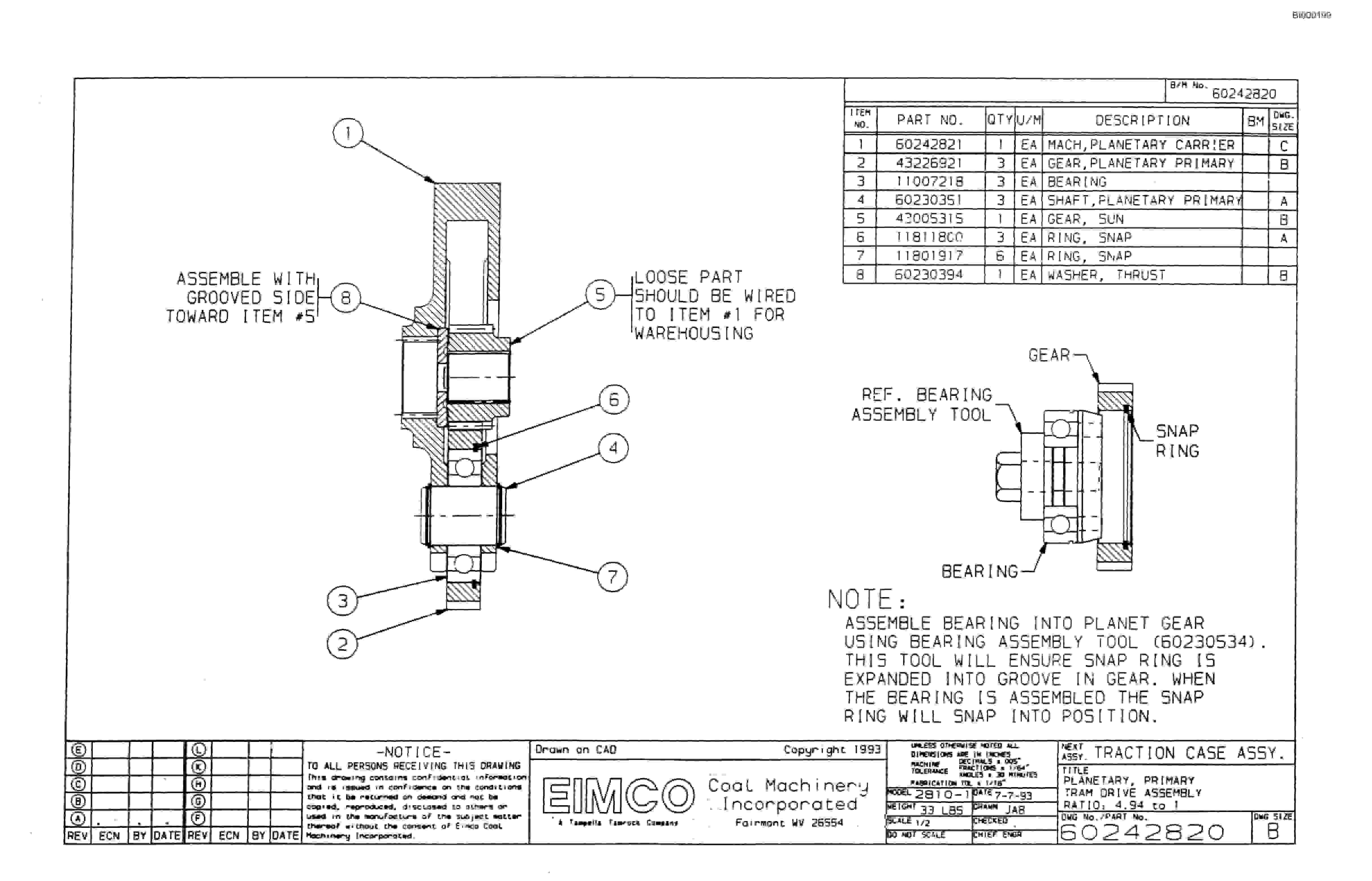 Bucyrus 2810 Dash Three Miner Parts Catalog BI000199-3
