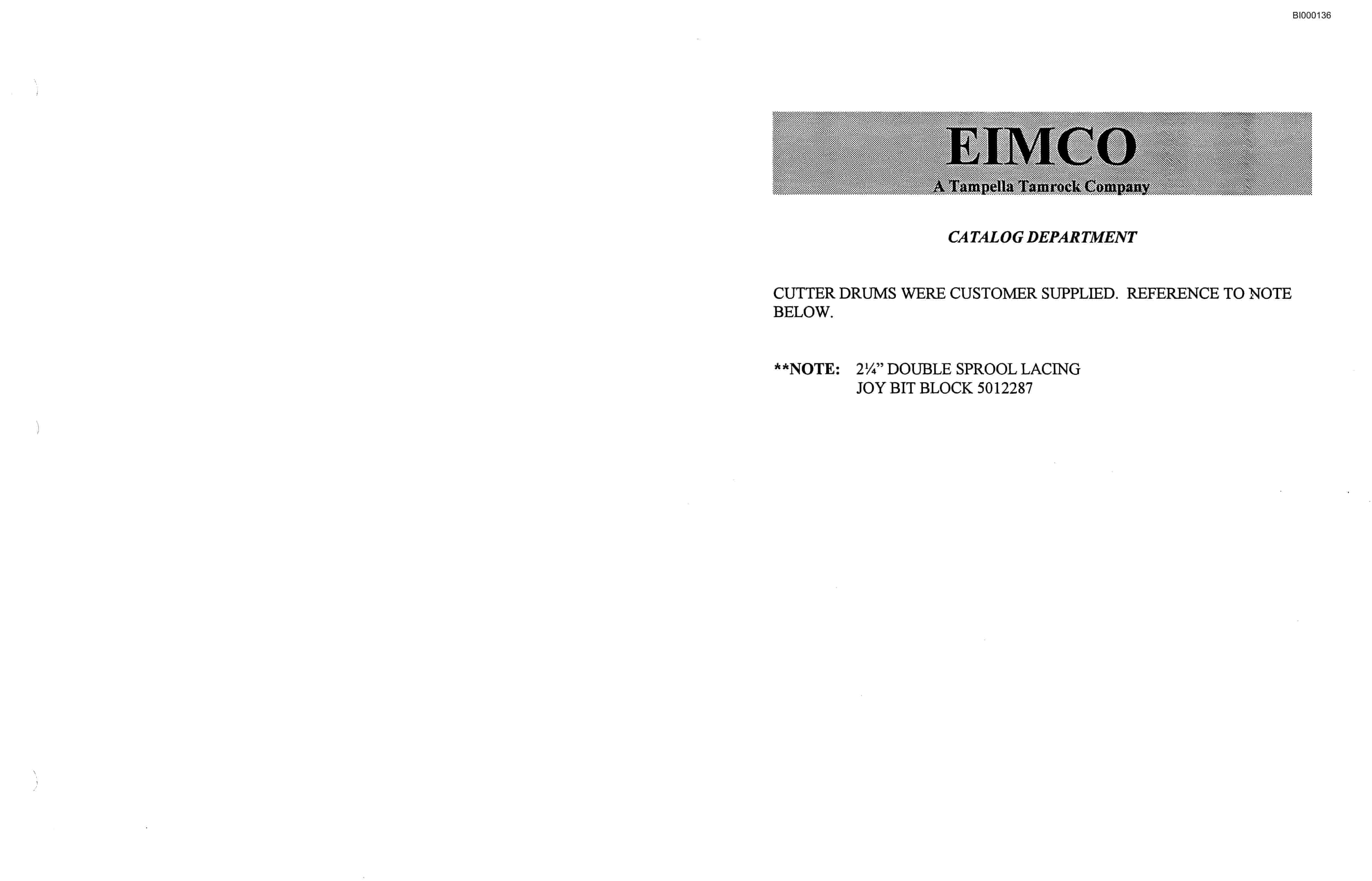 Bucyrus 2810 Drum Miner Parts Catalog BI000136-4