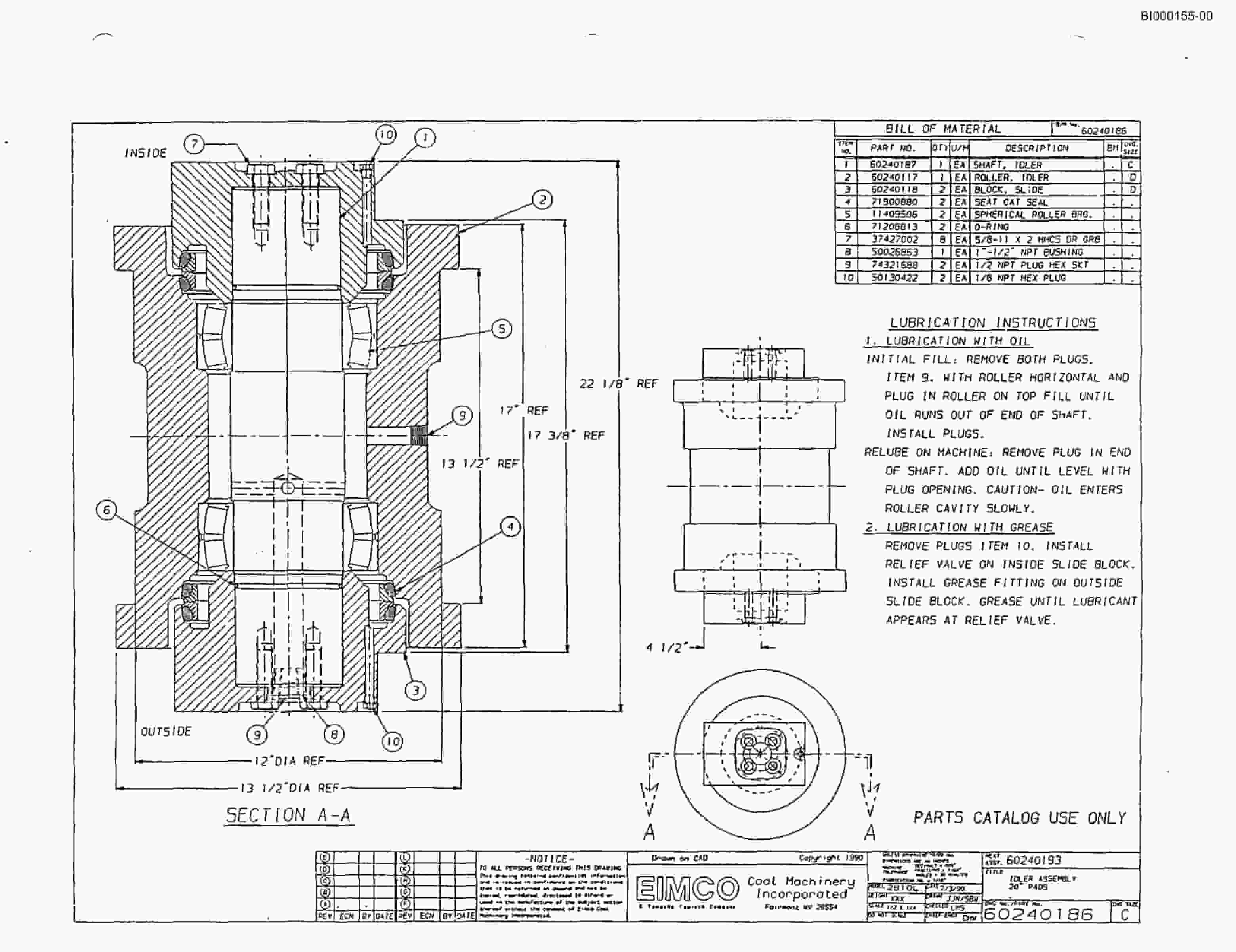 Bucyrus 2810-L Miner Parts Catalog BI000155-3