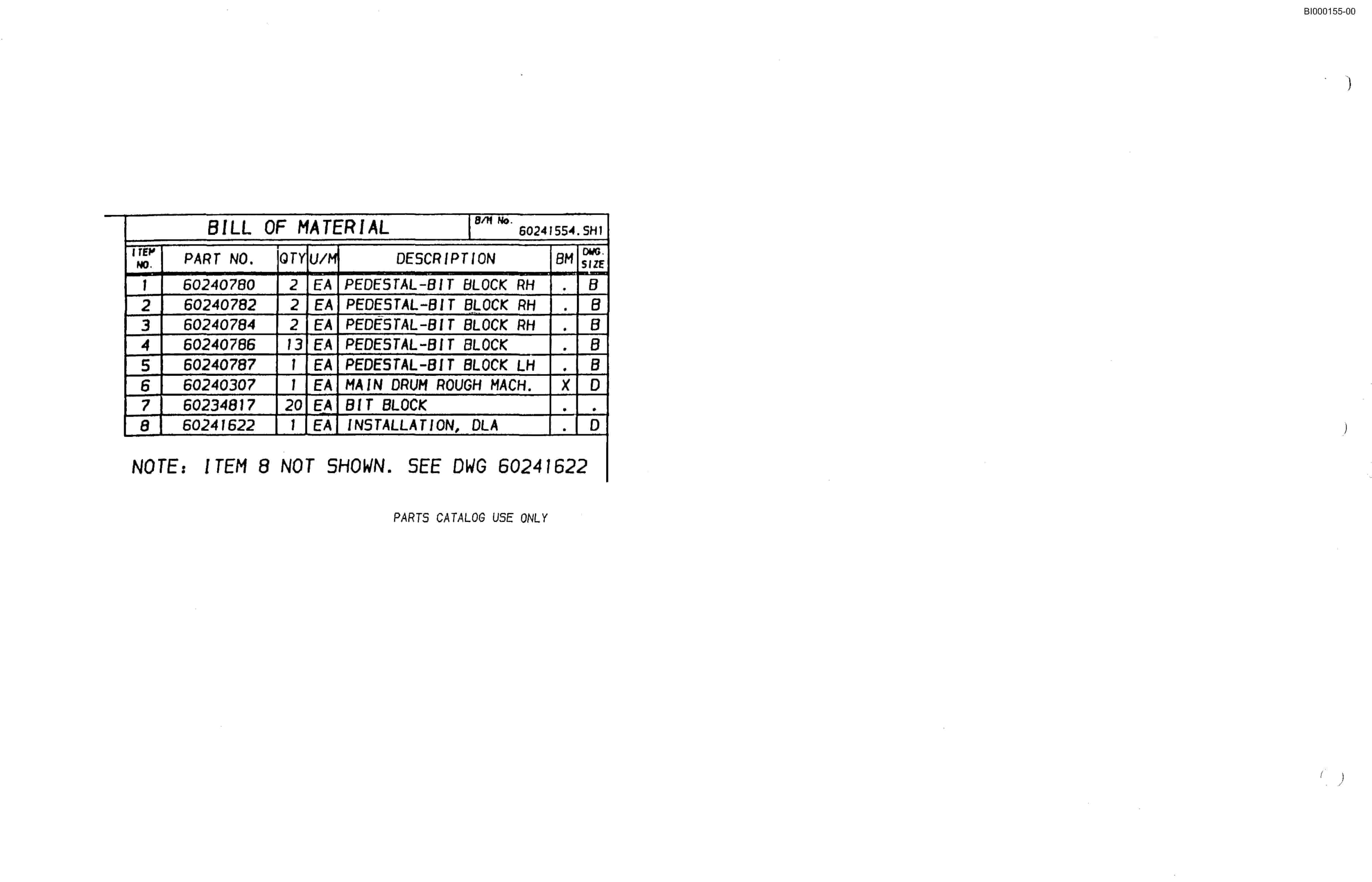 Bucyrus 2810-L Miner Parts Catalog BI000155-4