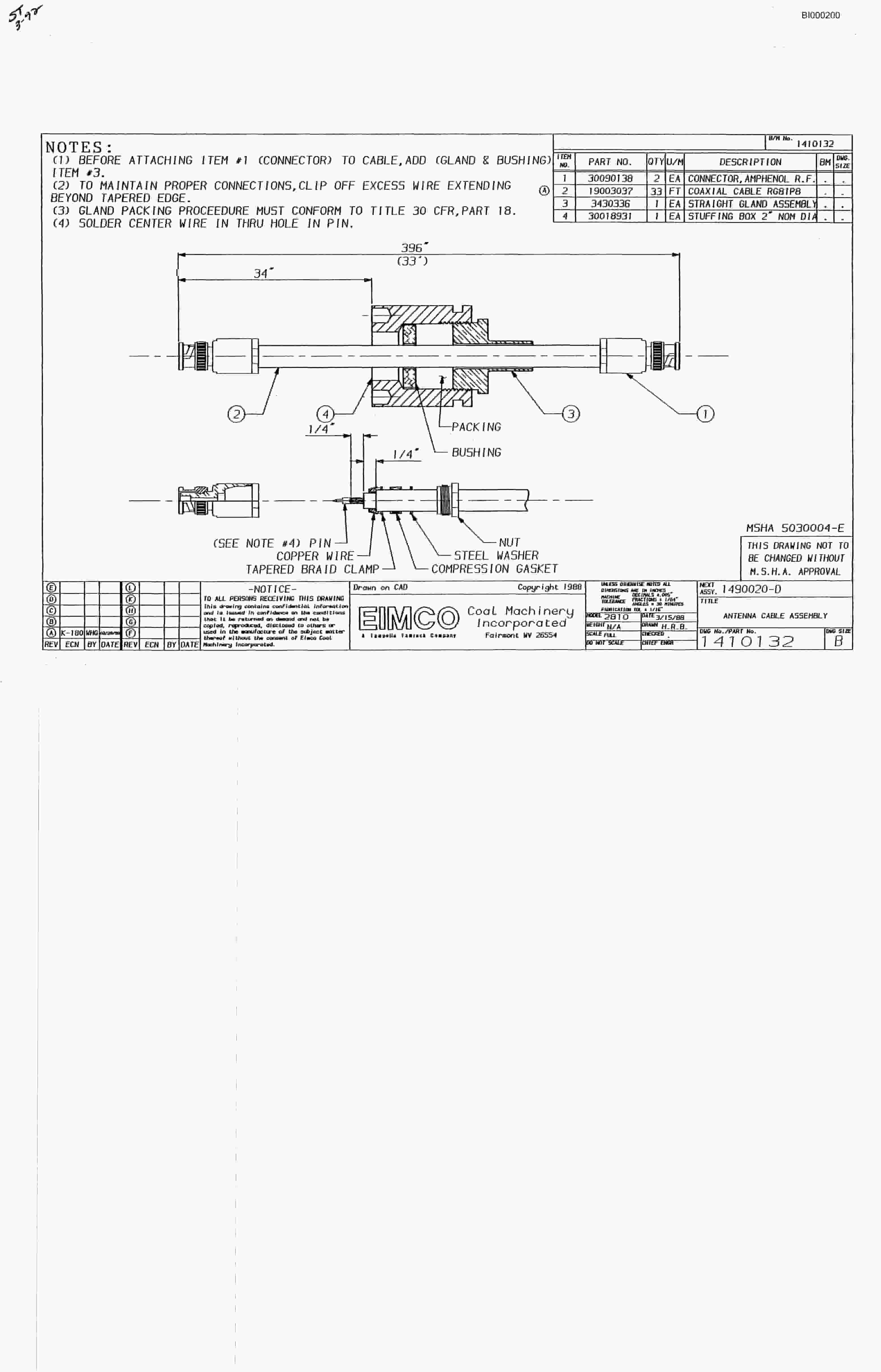 Bucyrus 2810 Miner Parts Catalog BI000200-2