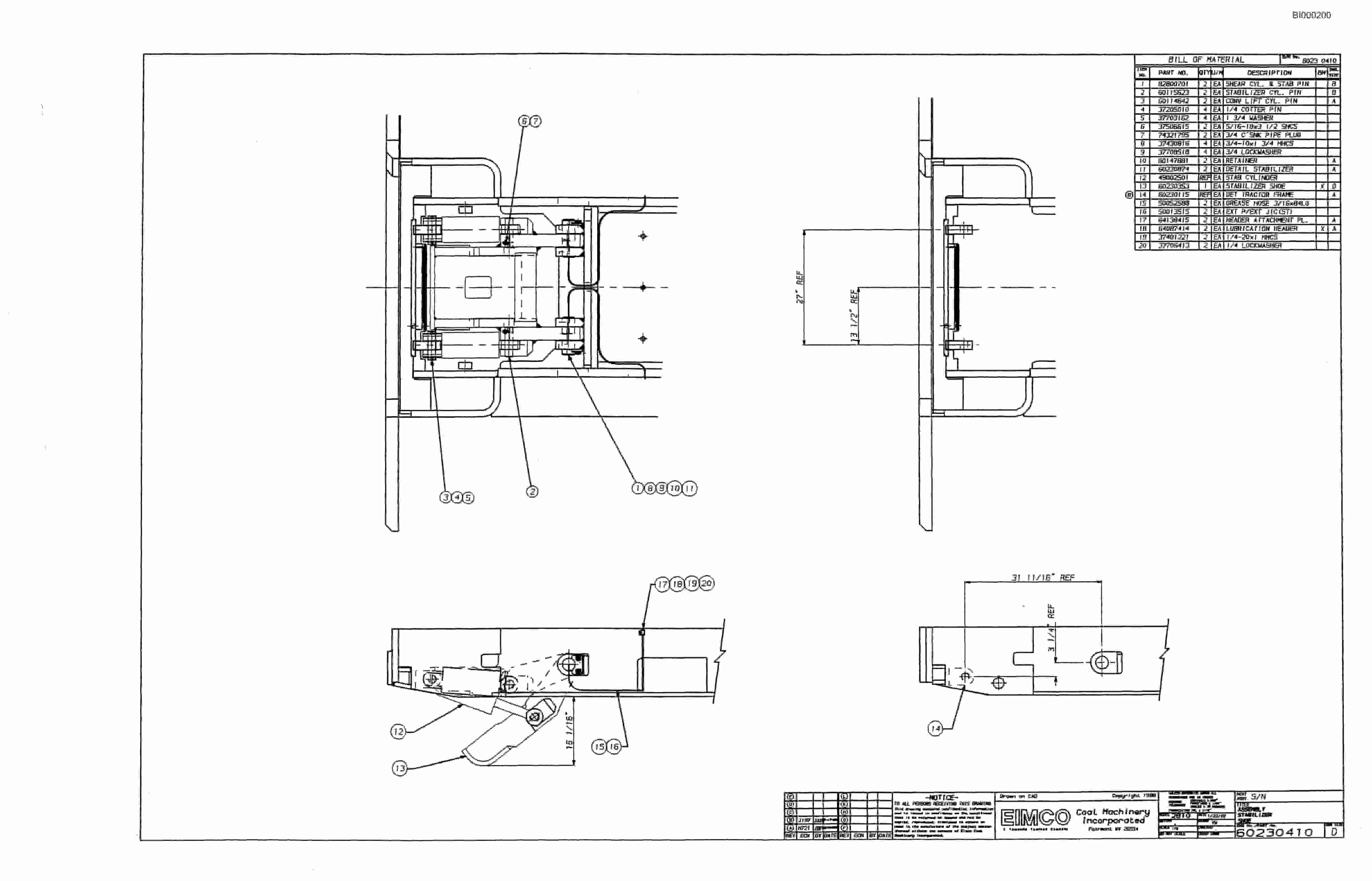 Bucyrus 2810 Miner Parts Catalog BI000200-5