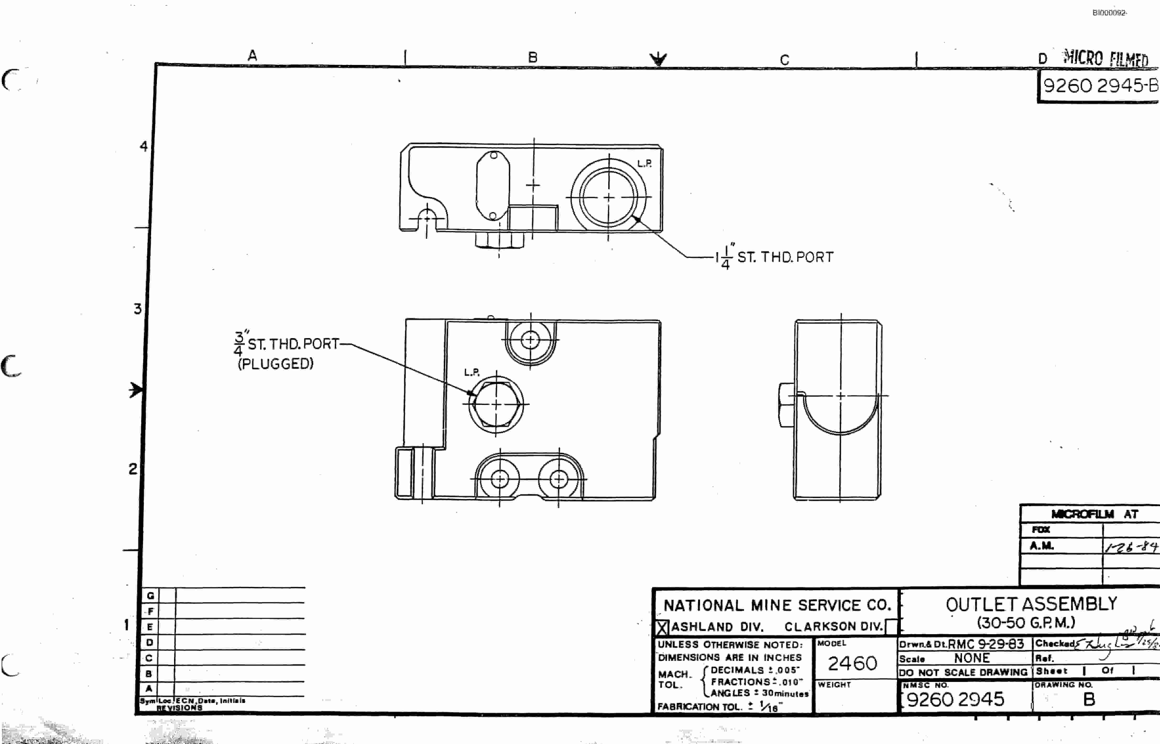 Bucyrus 2810 Wethead Miner Parts Catalog BI000092-2