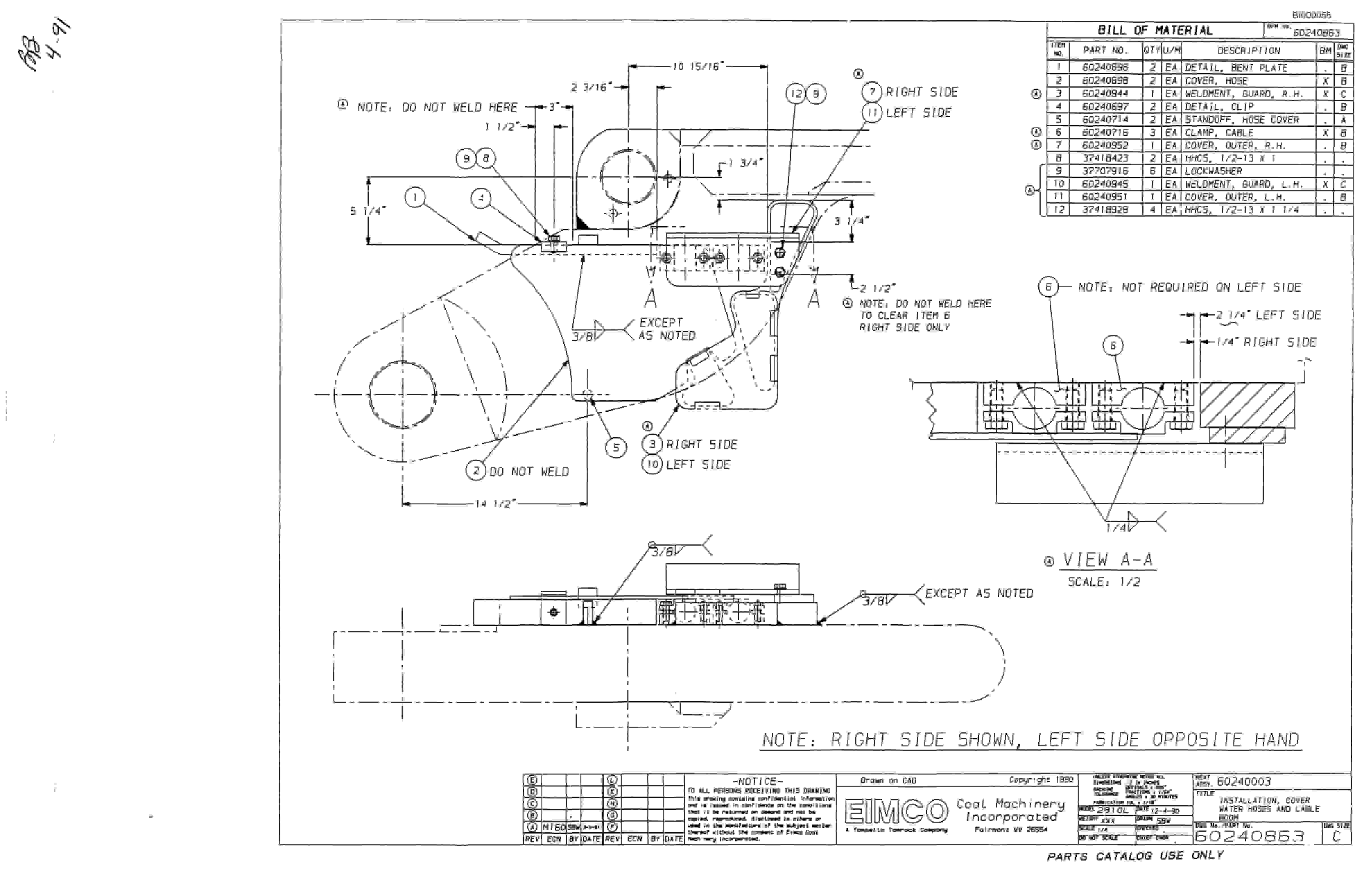 Bucyrus 2810L Drum Miner Parts Catalog BI000055-5