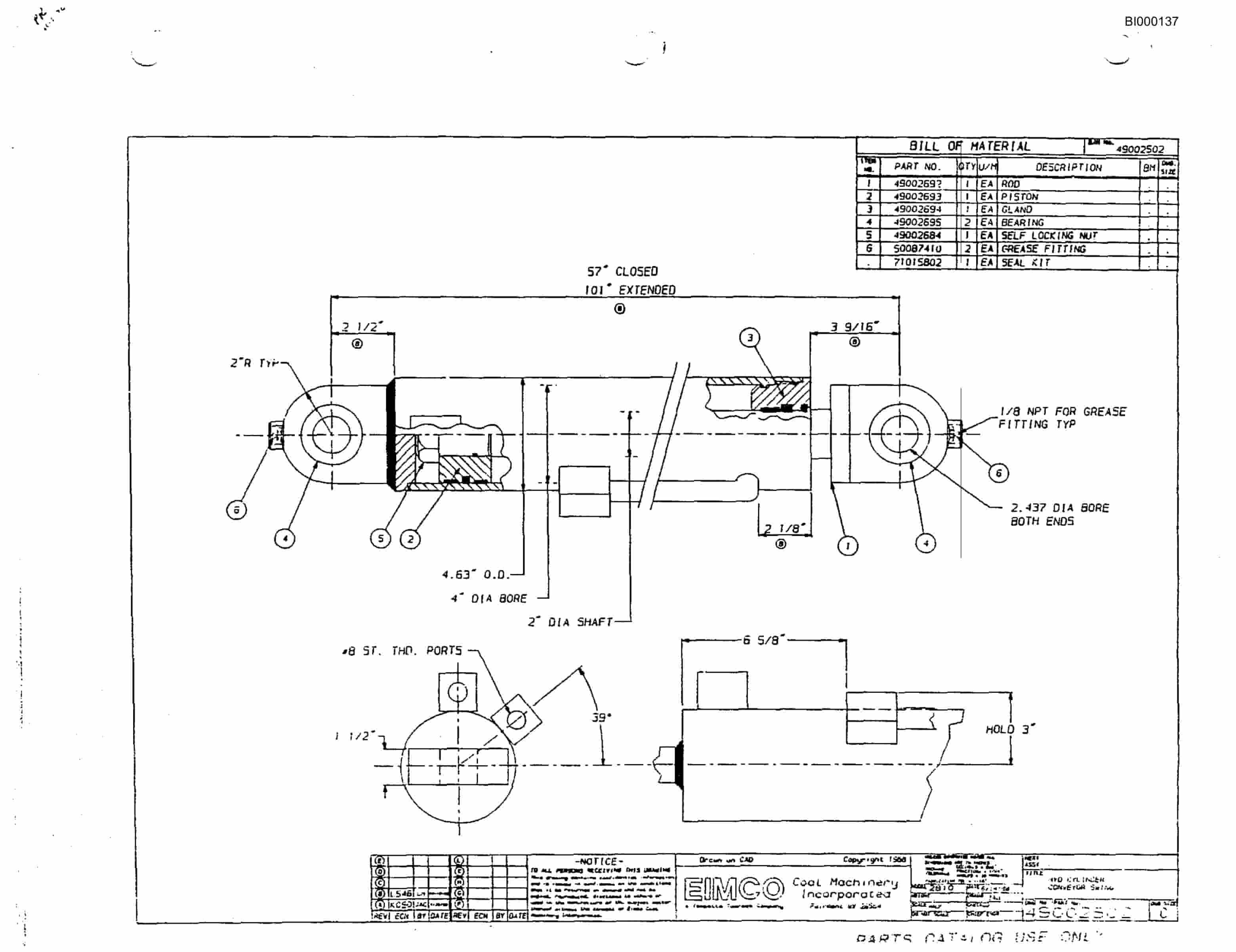 Bucyrus 2810L Drum Miner Parts Catalog BI000137-2