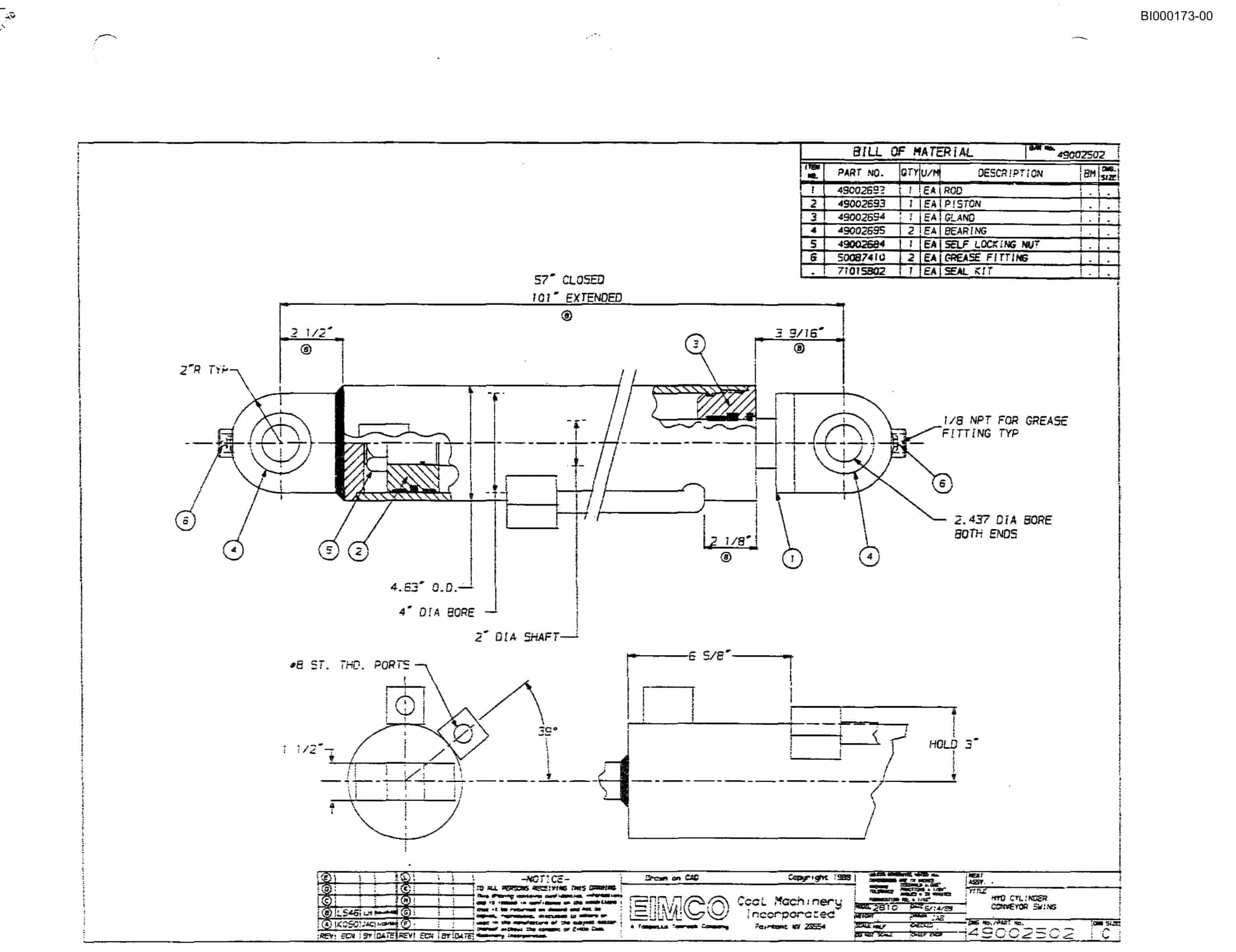 Bucyrus 2810L Drum Miner Parts Catalog BI000173-2