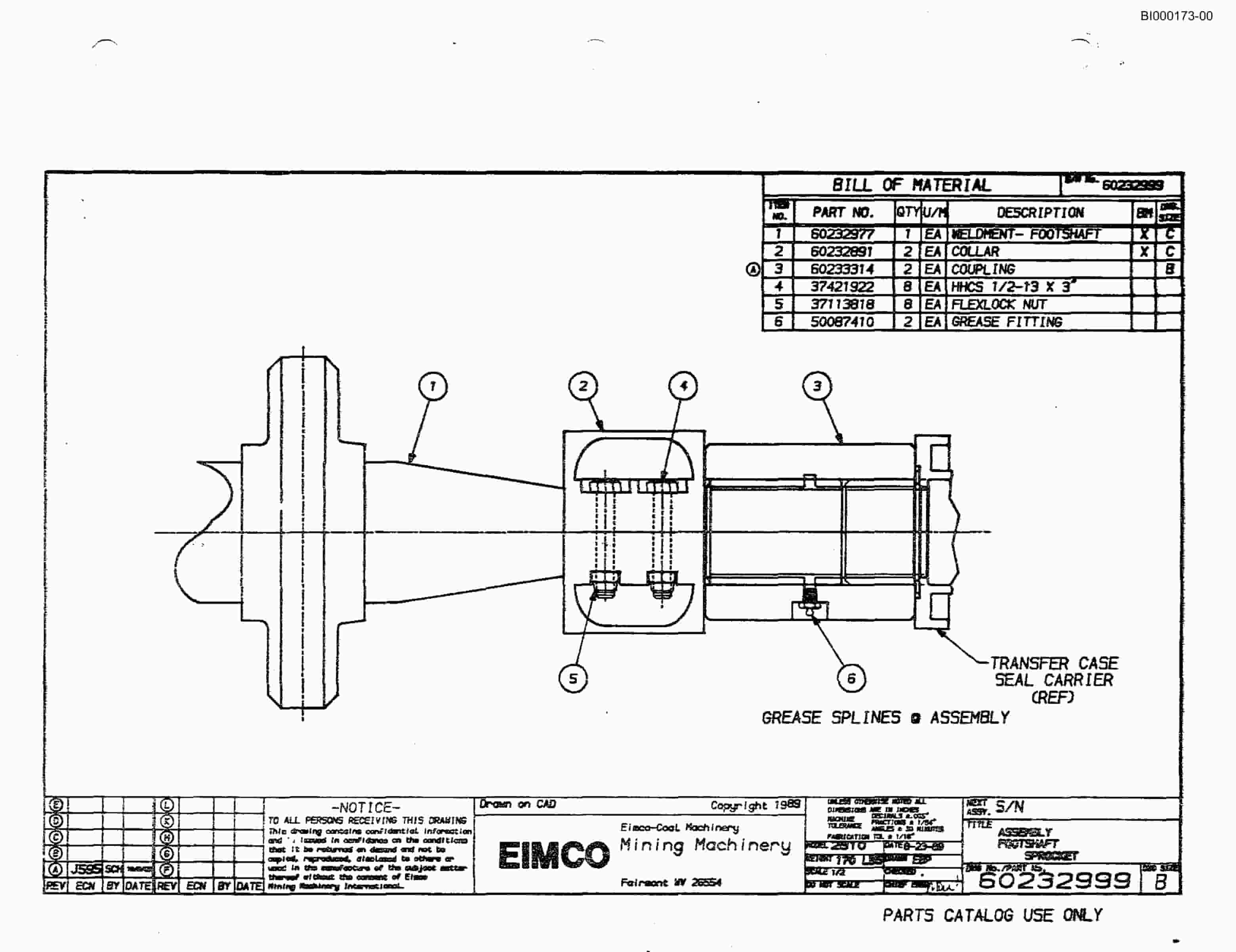 Bucyrus 2810L Drum Miner Parts Catalog BI000173-5