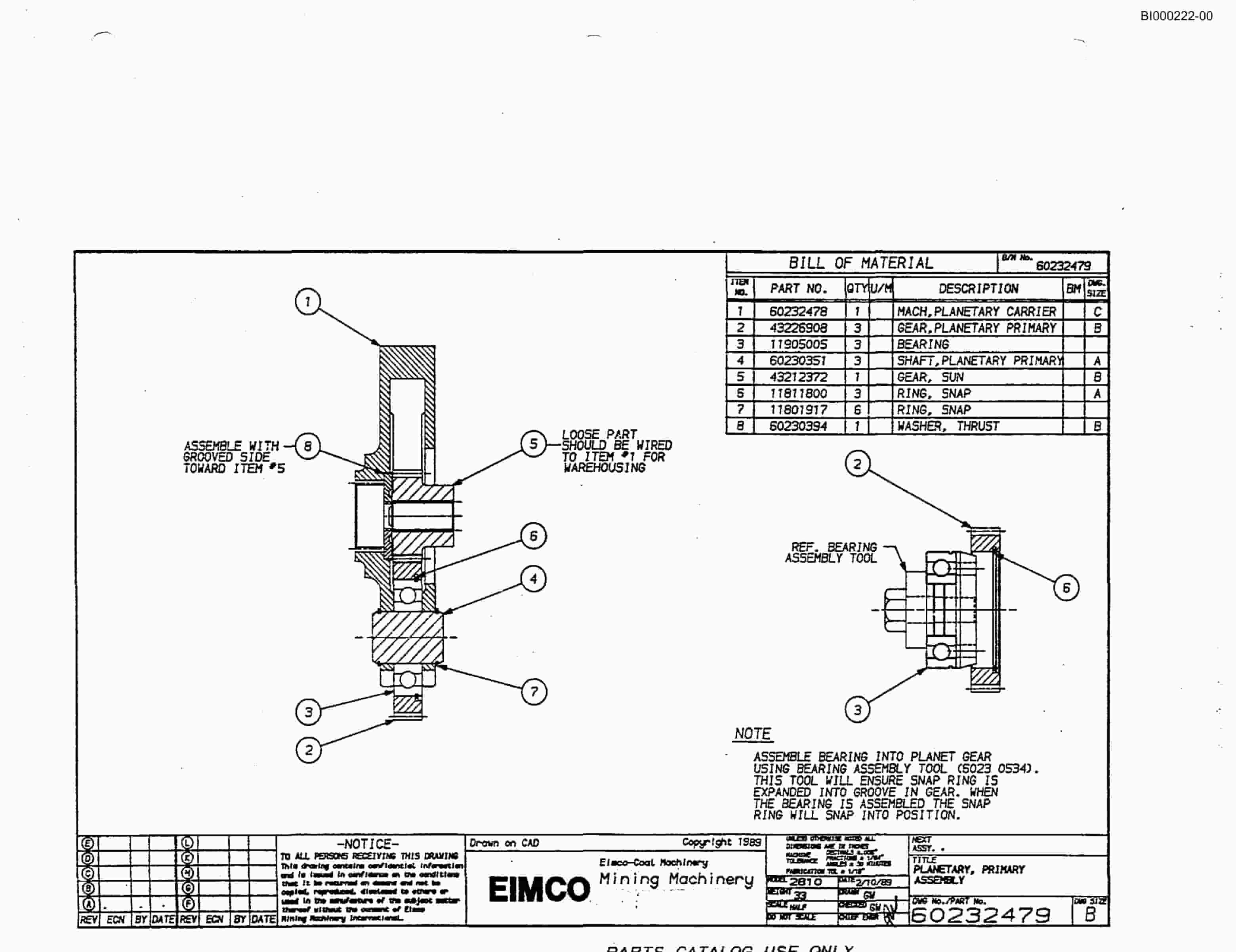 Bucyrus 2810L Drum Miner Parts Catalog BI000222-3