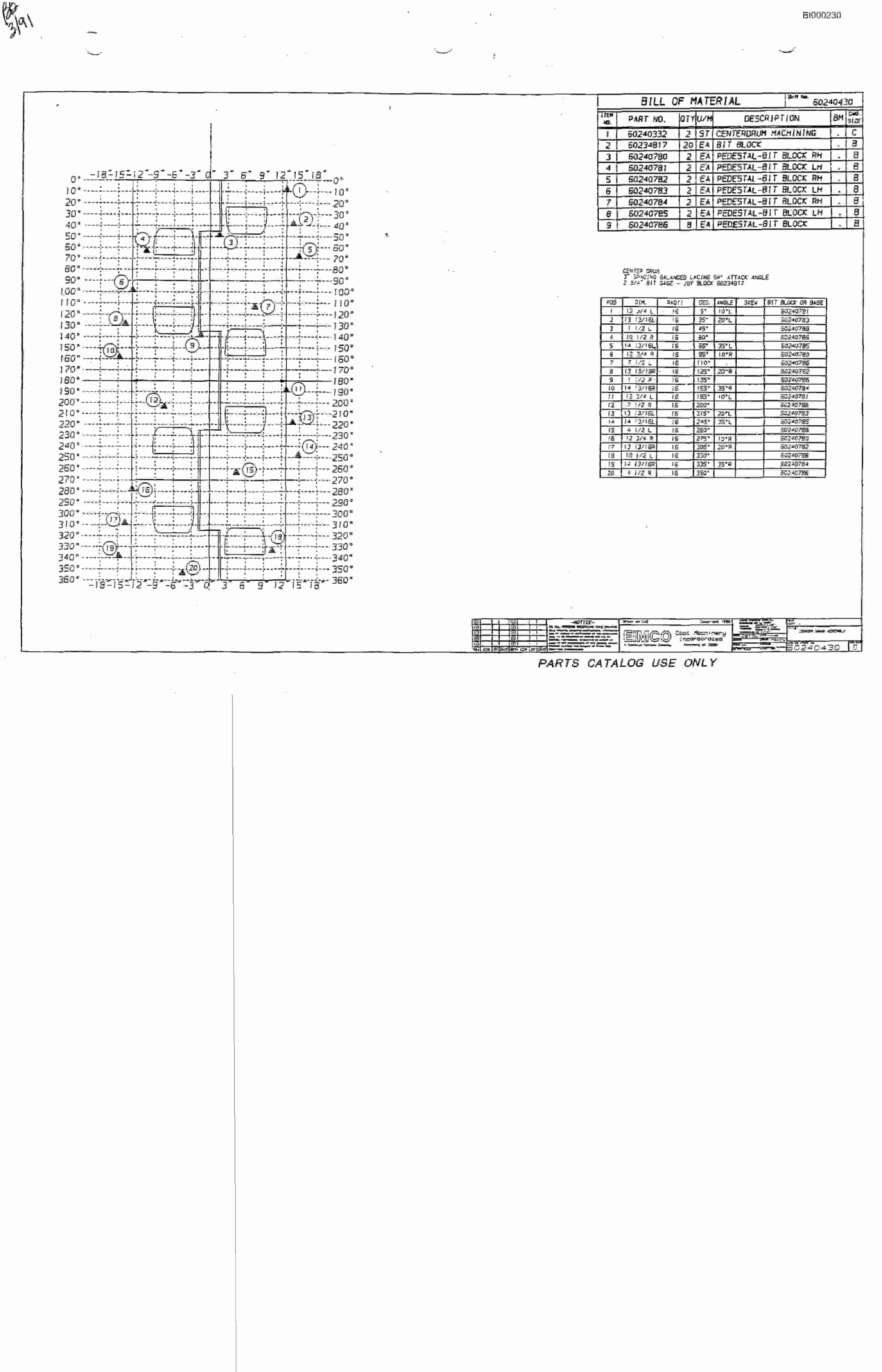 Bucyrus 2810L Drum Miner Parts Catalog BI000230-3