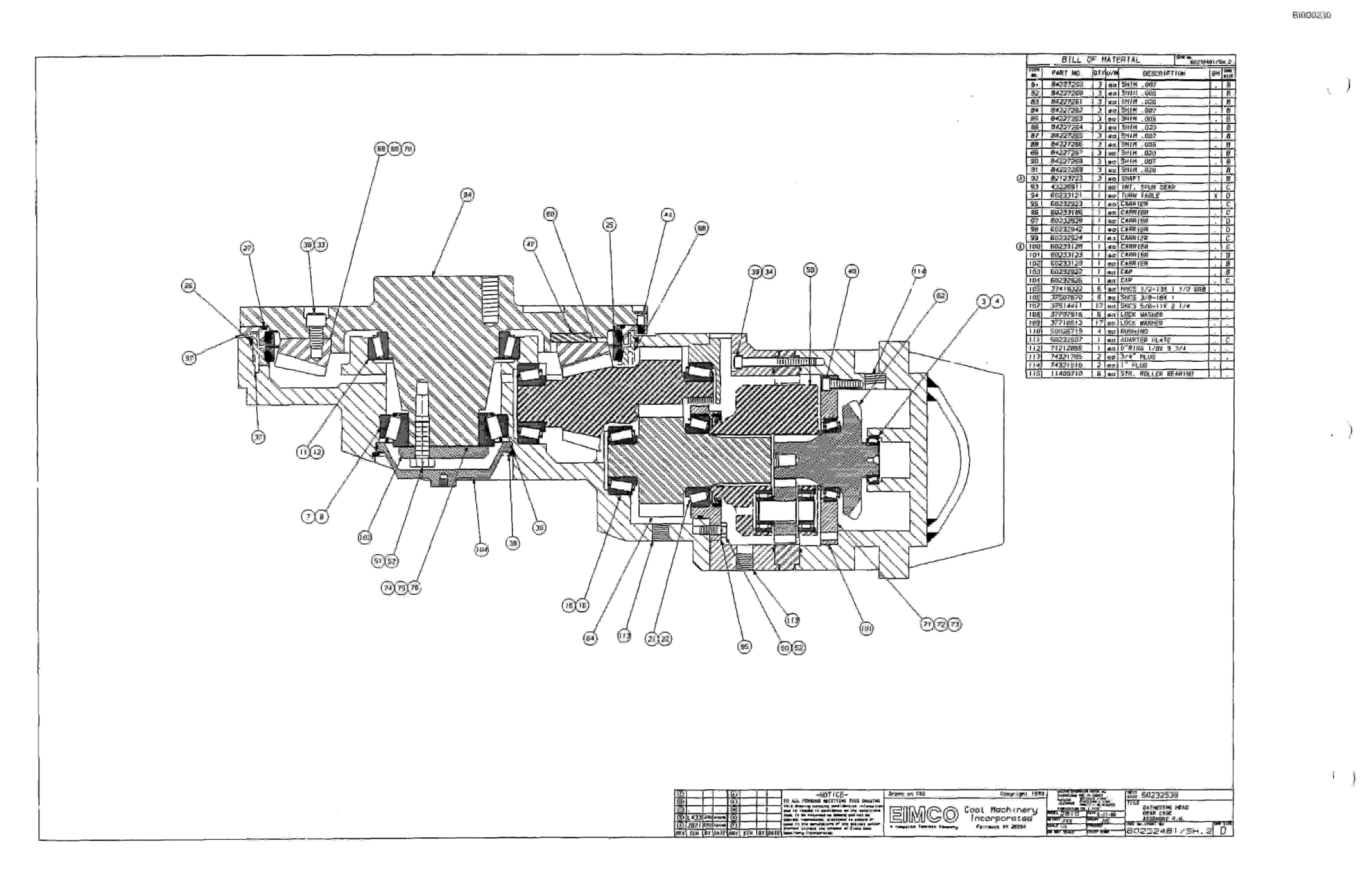 Bucyrus 2810L Drum Miner Parts Catalog BI000230-5