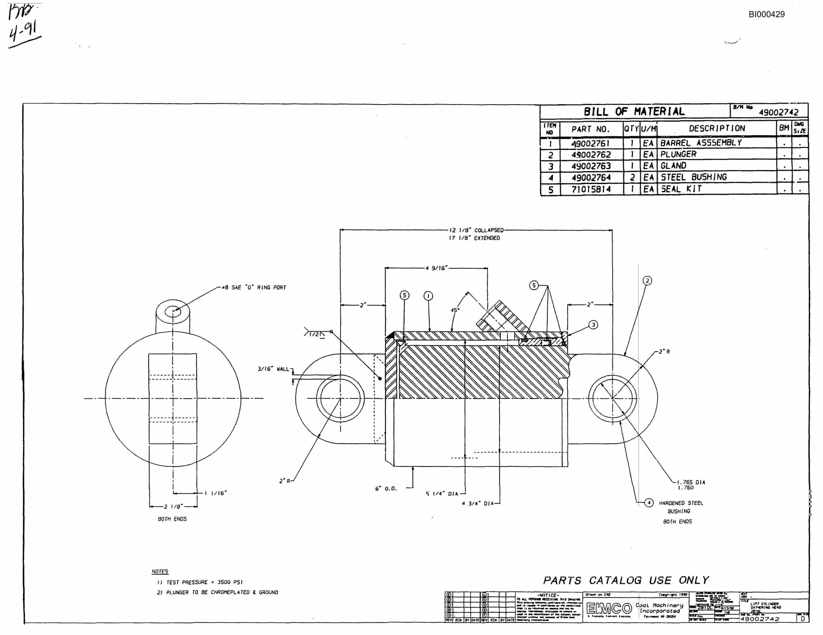 Bucyrus 2810L Drum Miner Parts Catalog BI000429-2