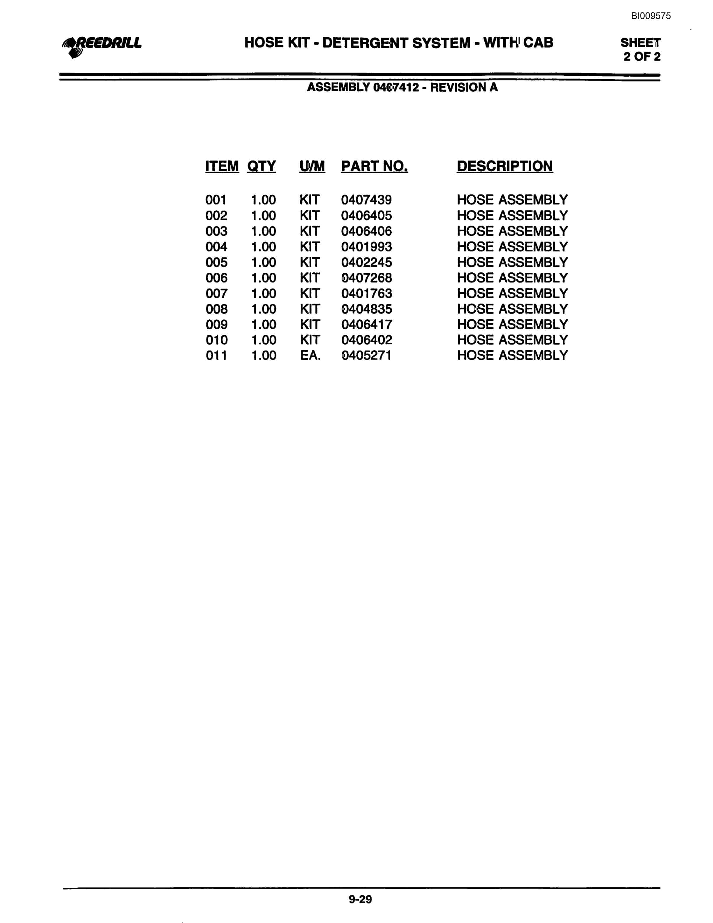 Bucyrus 300, 400 Hydraulic Track Drill Parts Catalog BI009575-4
