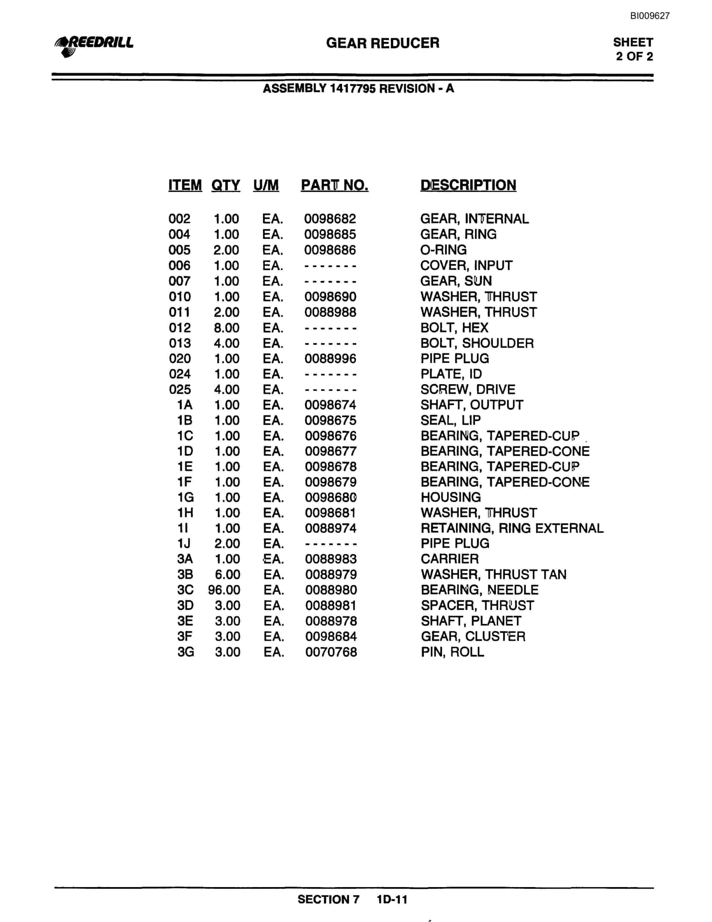Bucyrus 300, 400 Hydraulic Track Drill Parts Catalog BI009627-4