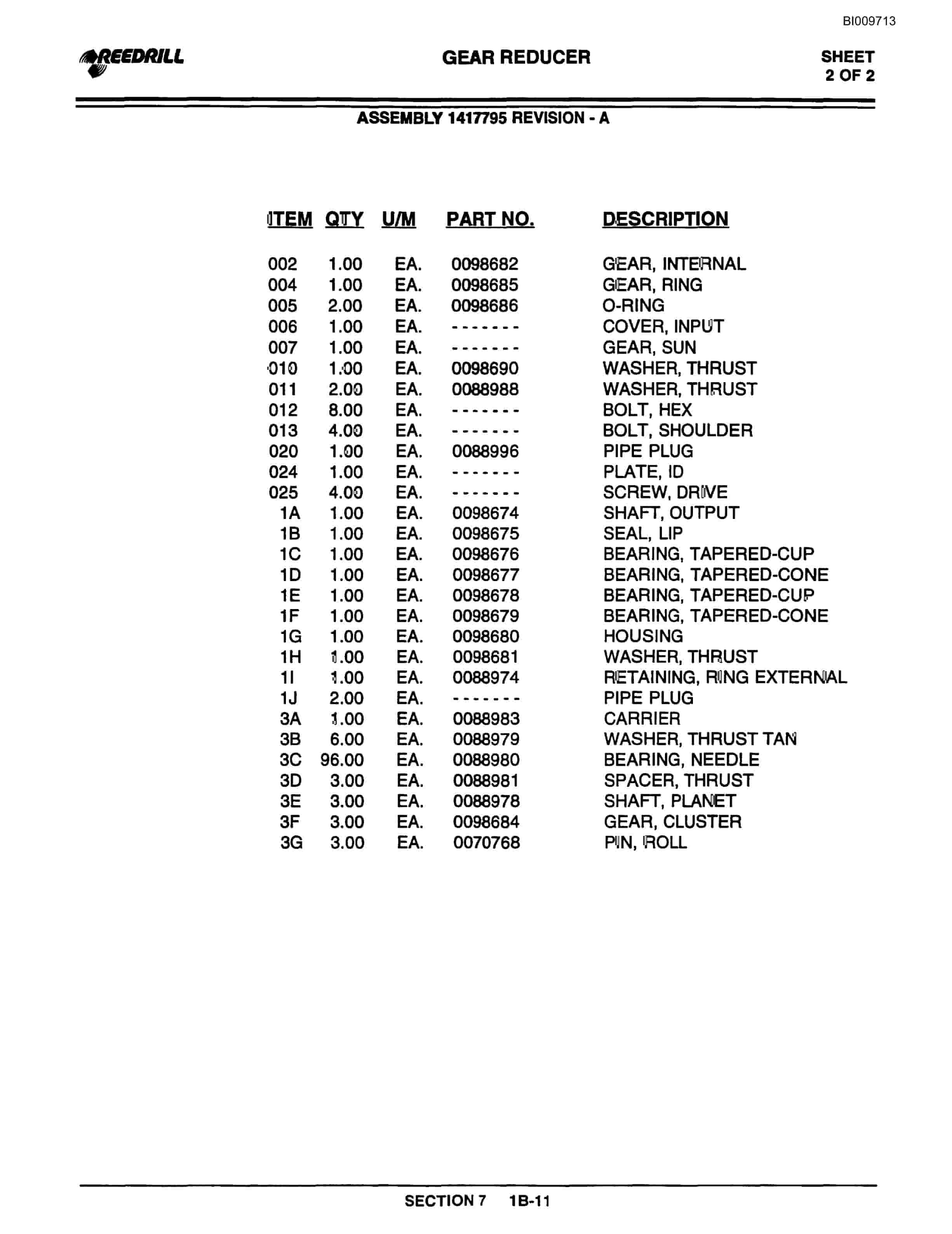 Bucyrus 300, 400 Hydraulic Track Drill Parts Catalog BI009713-5
