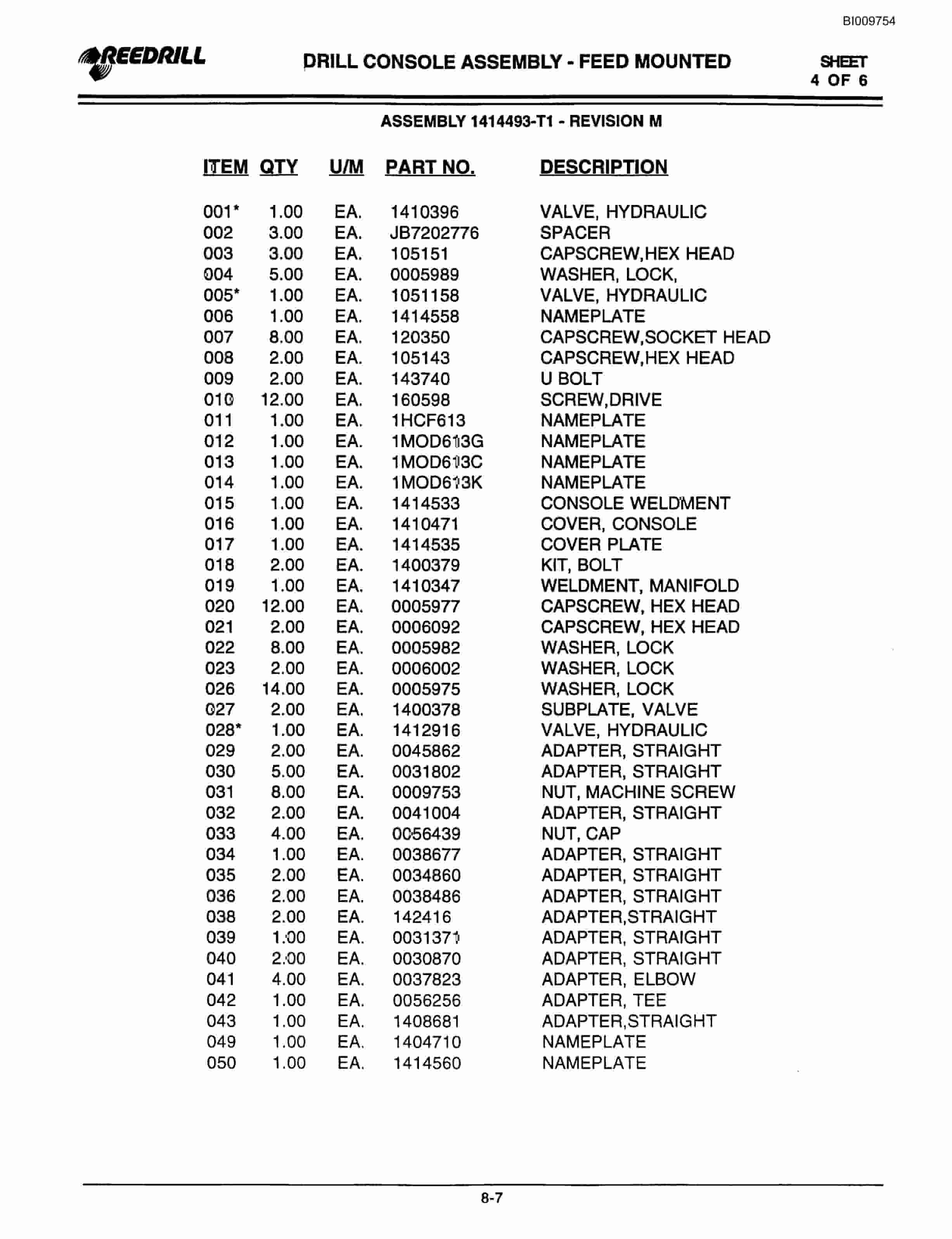 Bucyrus 300, 400 Hydraulic Track Drill Parts Catalog BI009754-3