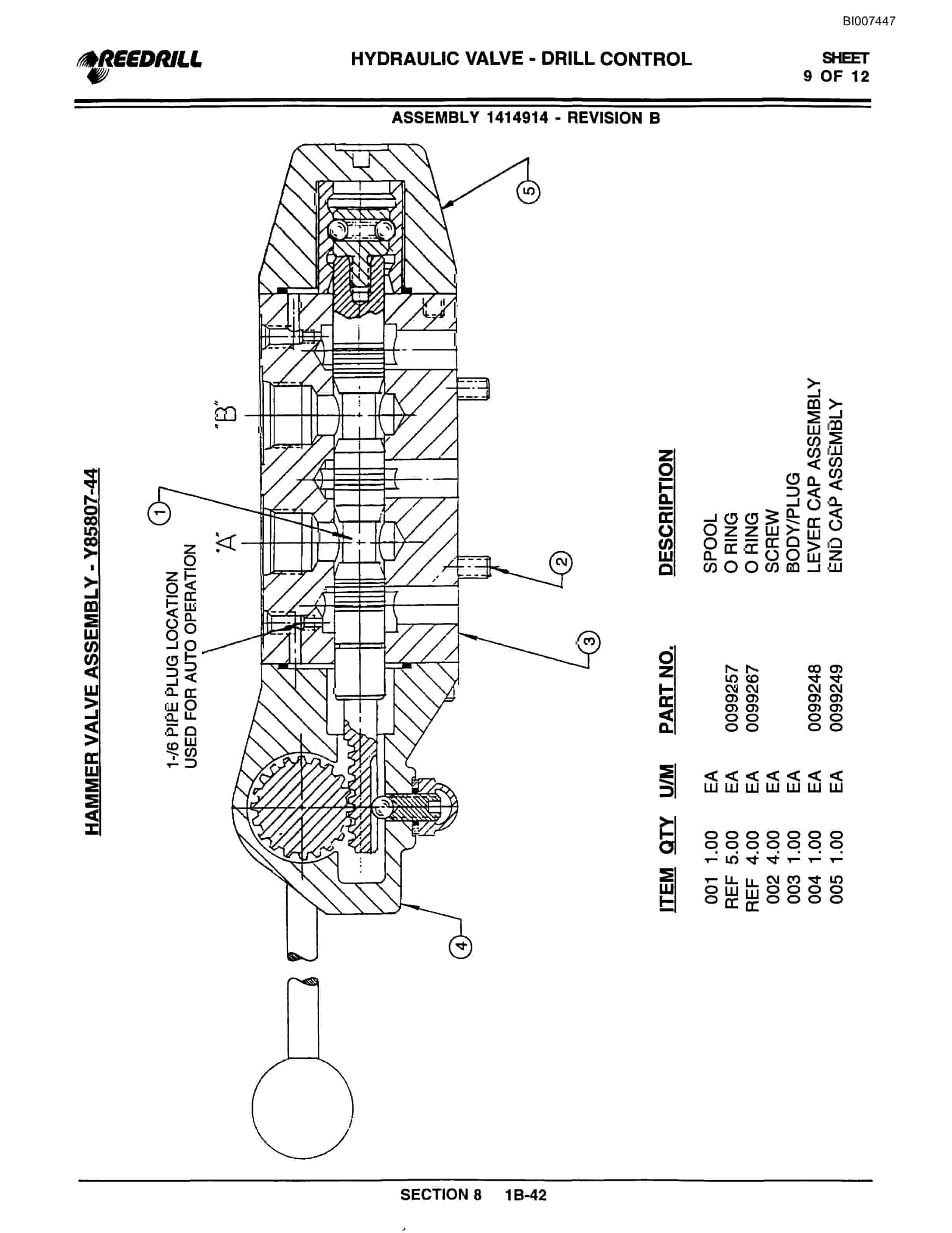 Bucyrus 300 CAB Hydraulic Track Drill Parts Catalog BI007447-5