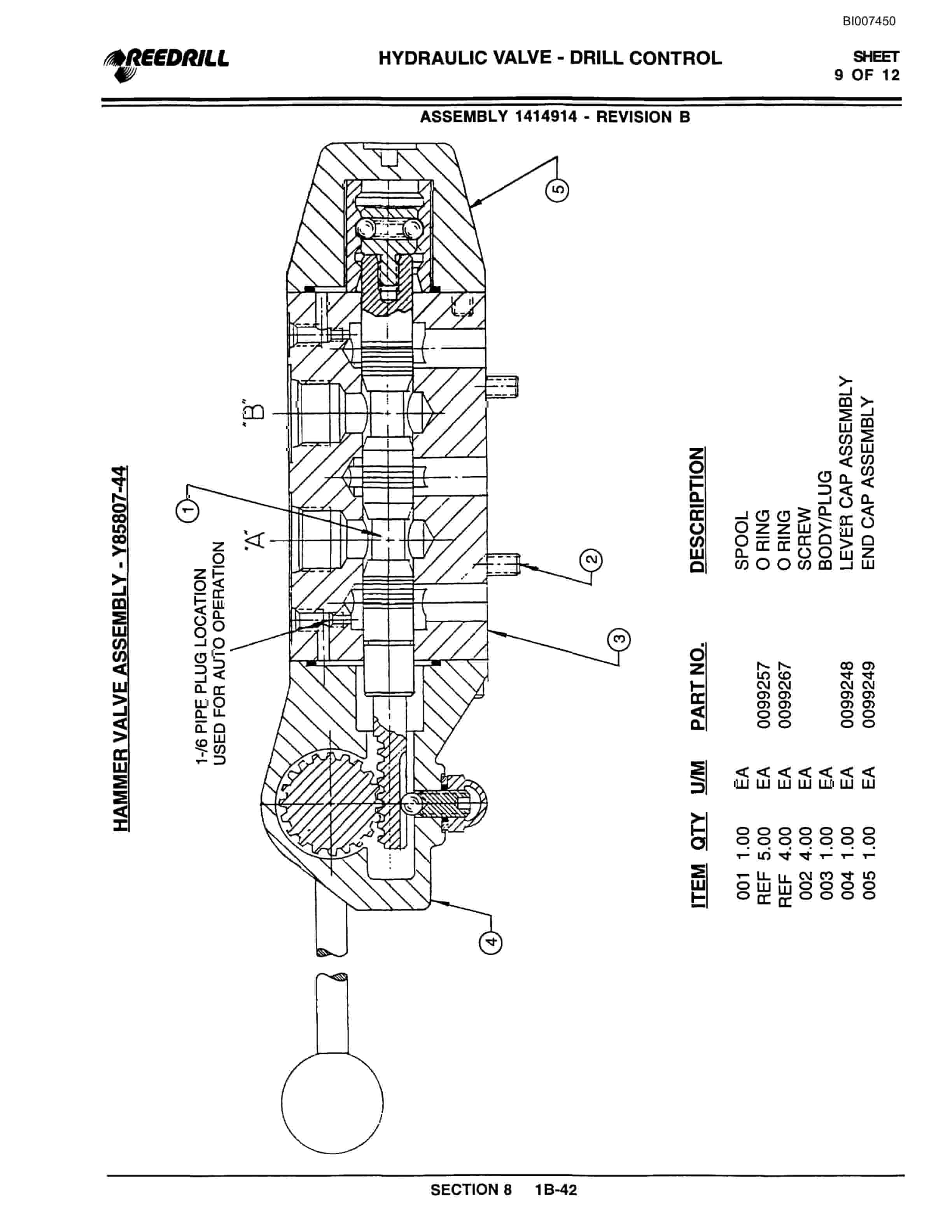 Bucyrus 300 CAB Hydraulic Track Drill Parts Catalog BI007450-5