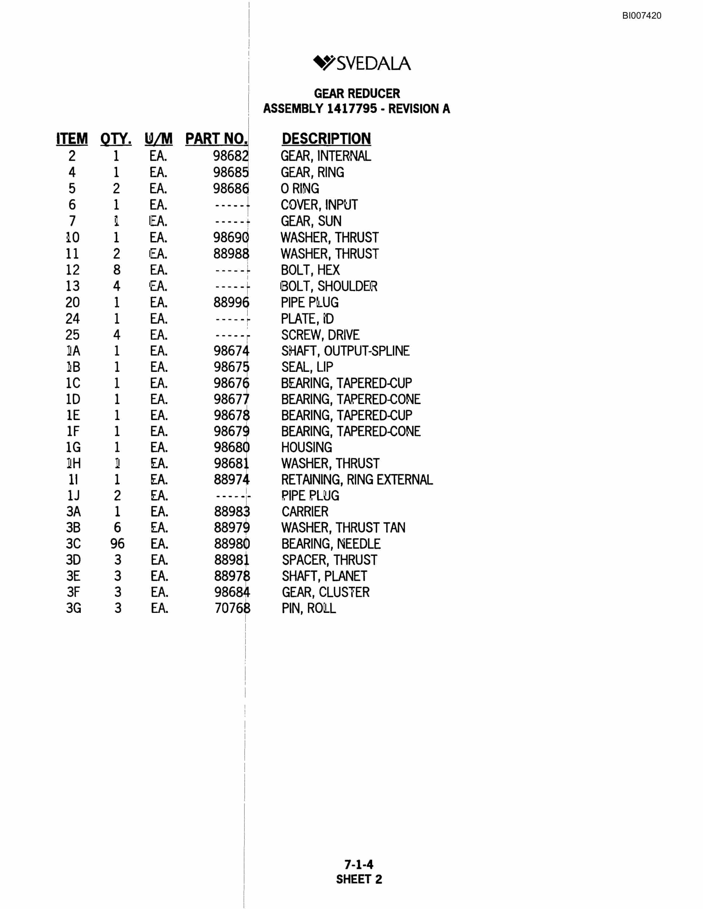 Bucyrus 300 Hydraulic Track Drill Parts Catalog BI007420-3