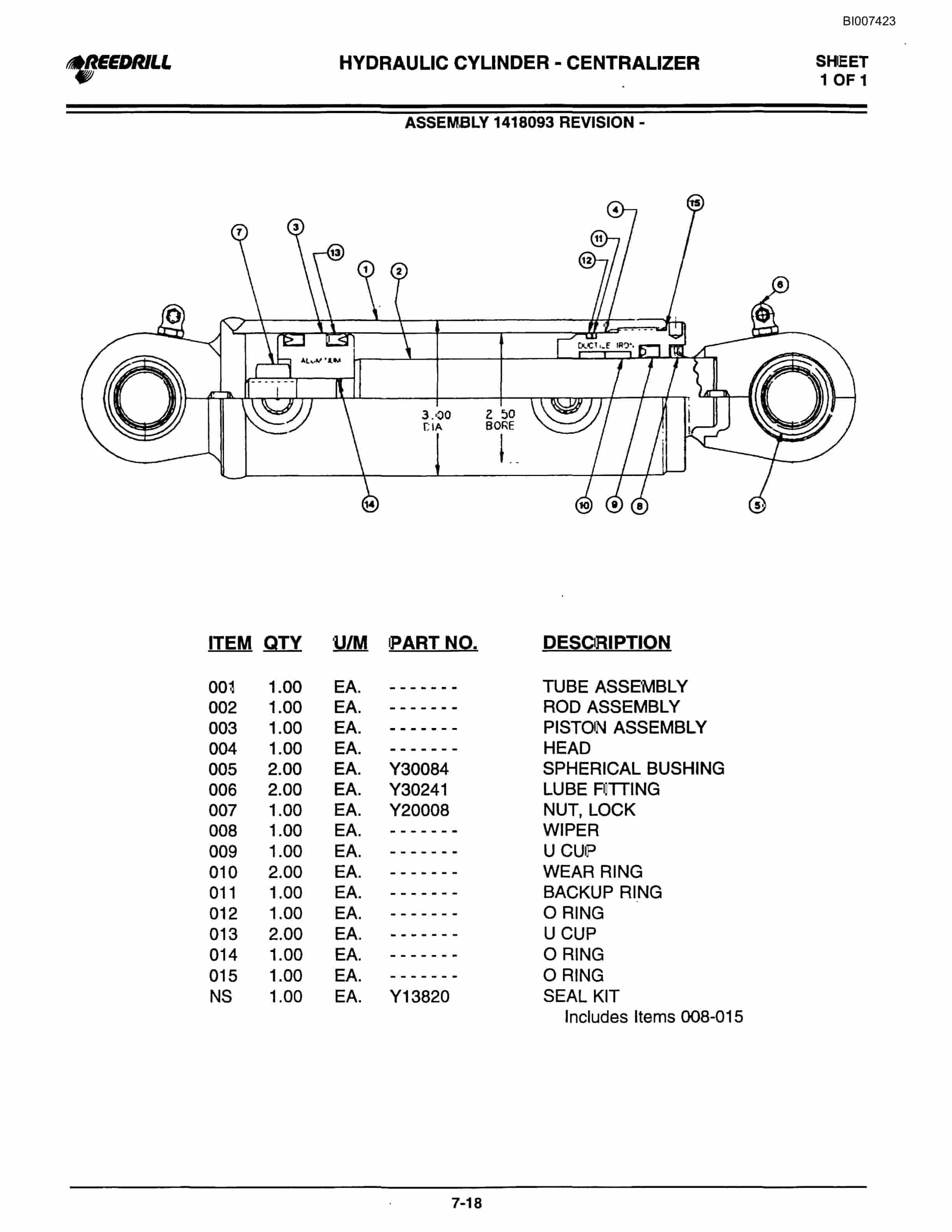 Bucyrus 300 Hydraulic Track Drill Parts Catalog BI007423-3