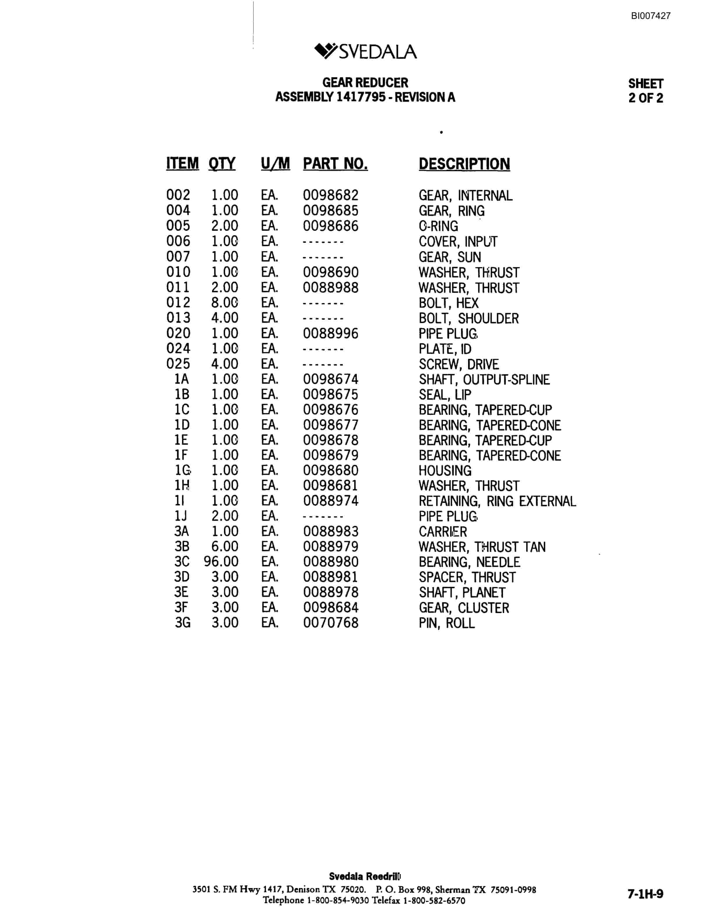 Bucyrus 300 Hydraulic Track Drill Parts Catalog BI007427-3