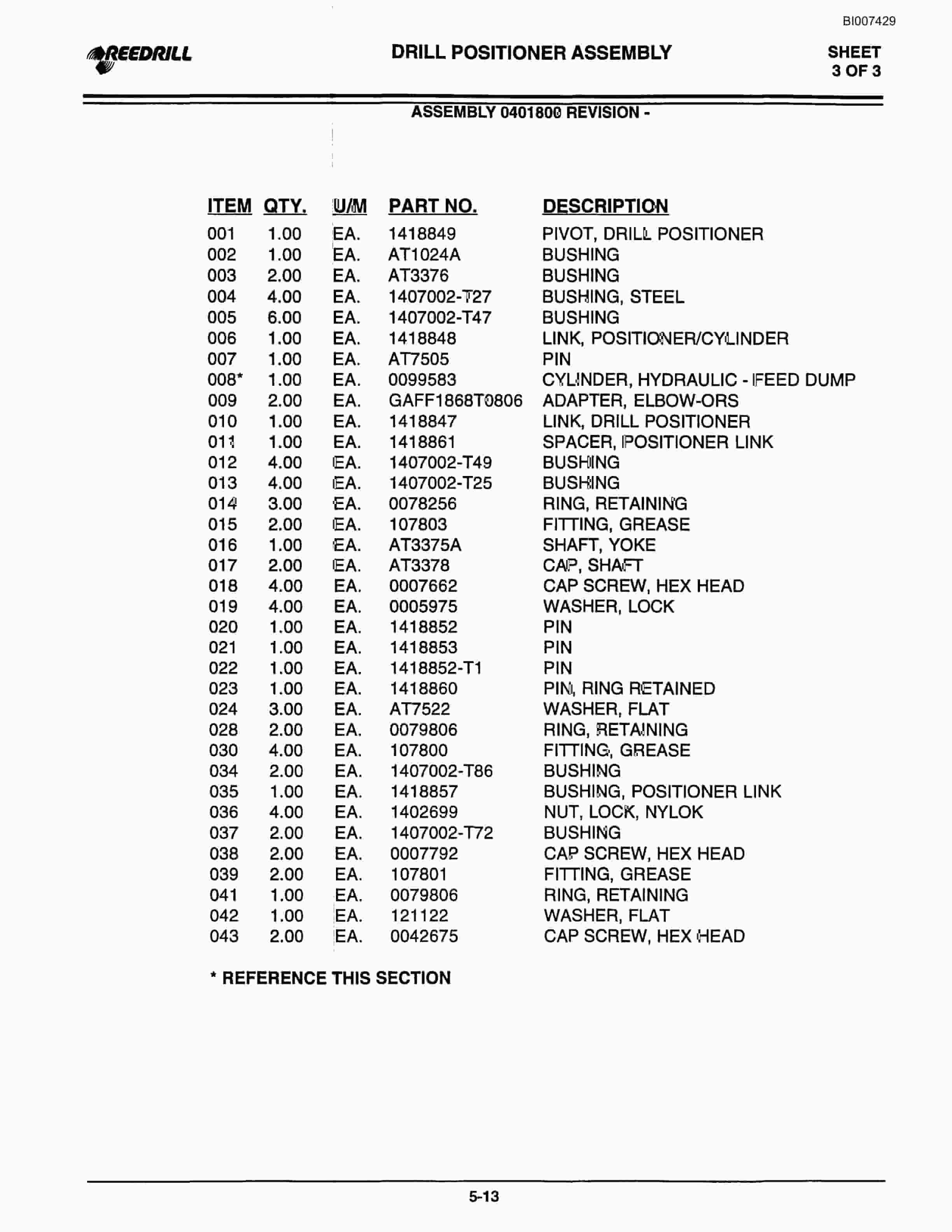 Bucyrus 300 Hydraulic Track Drill Parts Catalog BI007429-2