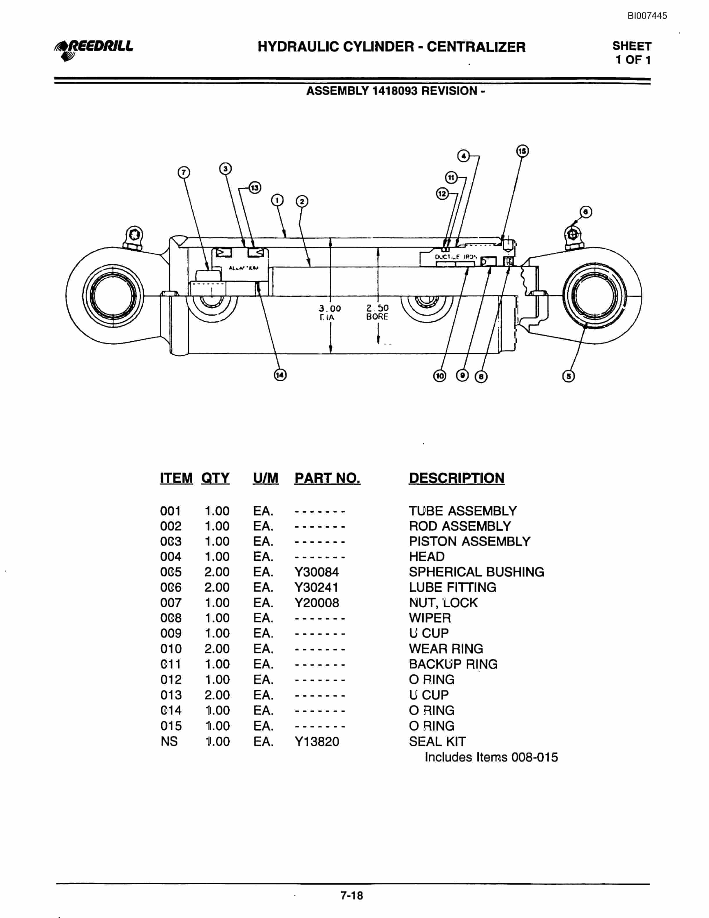 Bucyrus 300 Hydraulic Track Drill Parts Catalog BI007445-3