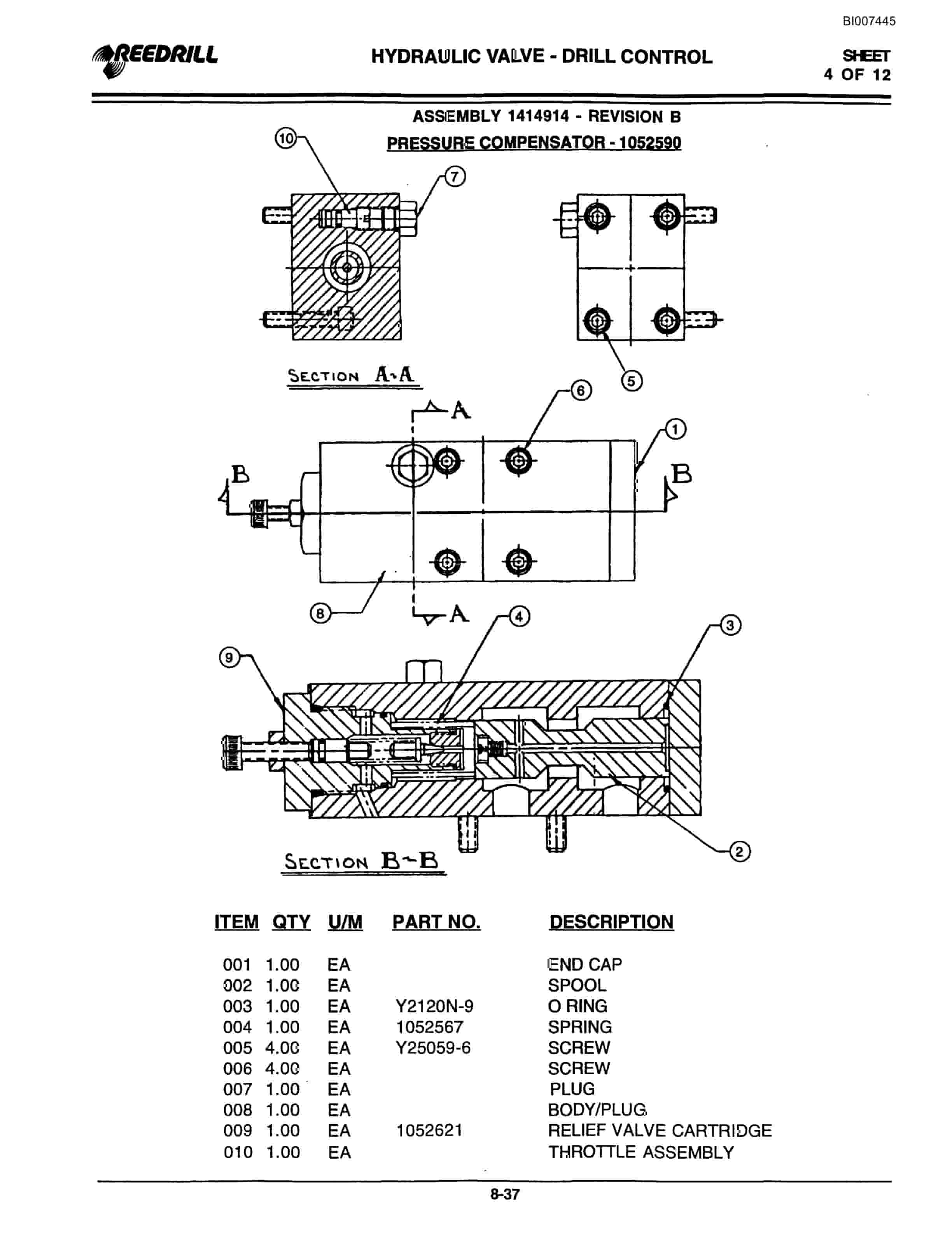 Bucyrus 300 Hydraulic Track Drill Parts Catalog BI007445-5