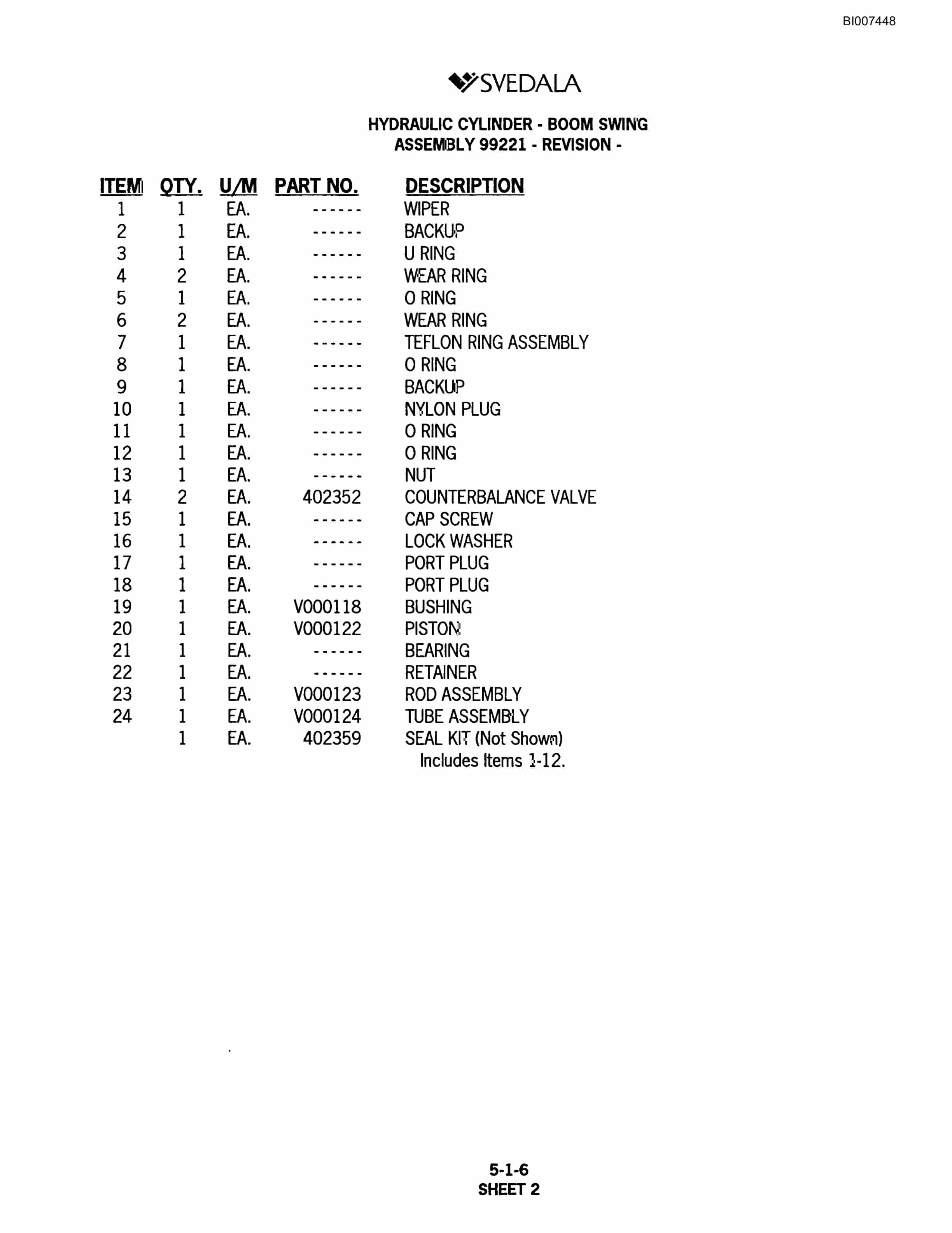 Bucyrus 300 Hydraulic Track Drill Parts Catalog BI007448-2