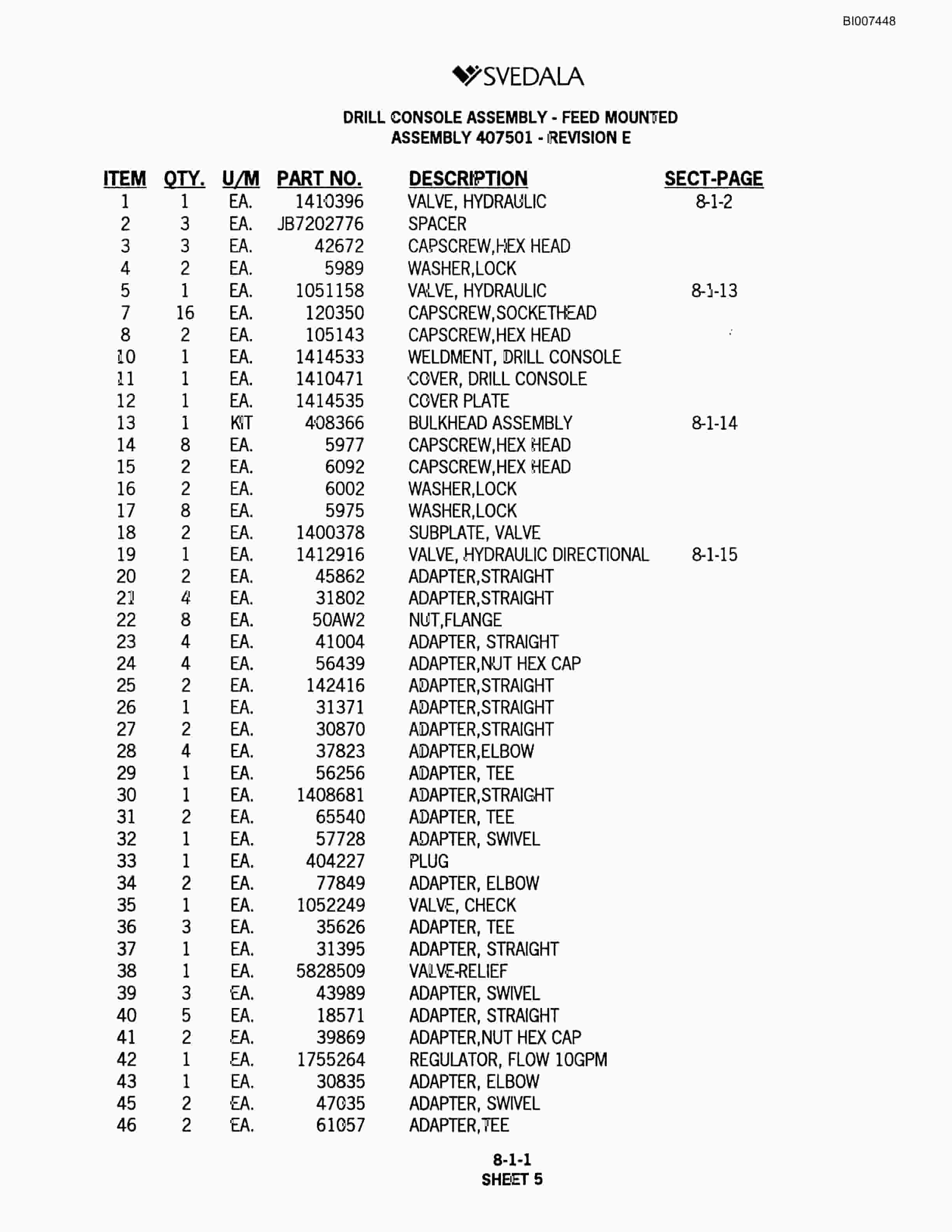 Bucyrus 300 Hydraulic Track Drill Parts Catalog BI007448-3