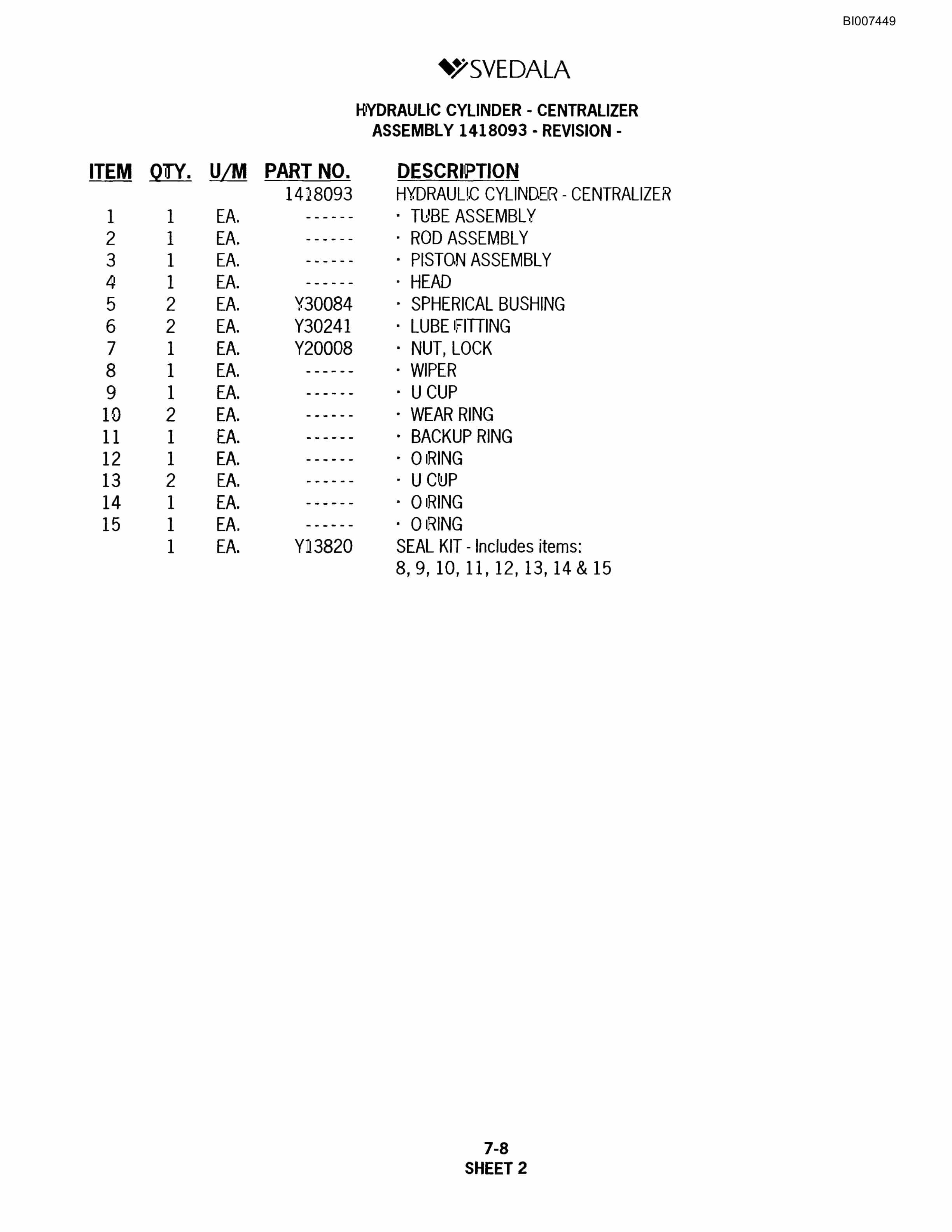 Bucyrus 300 Hydraulic Track Drill Parts Catalog BI007449-3