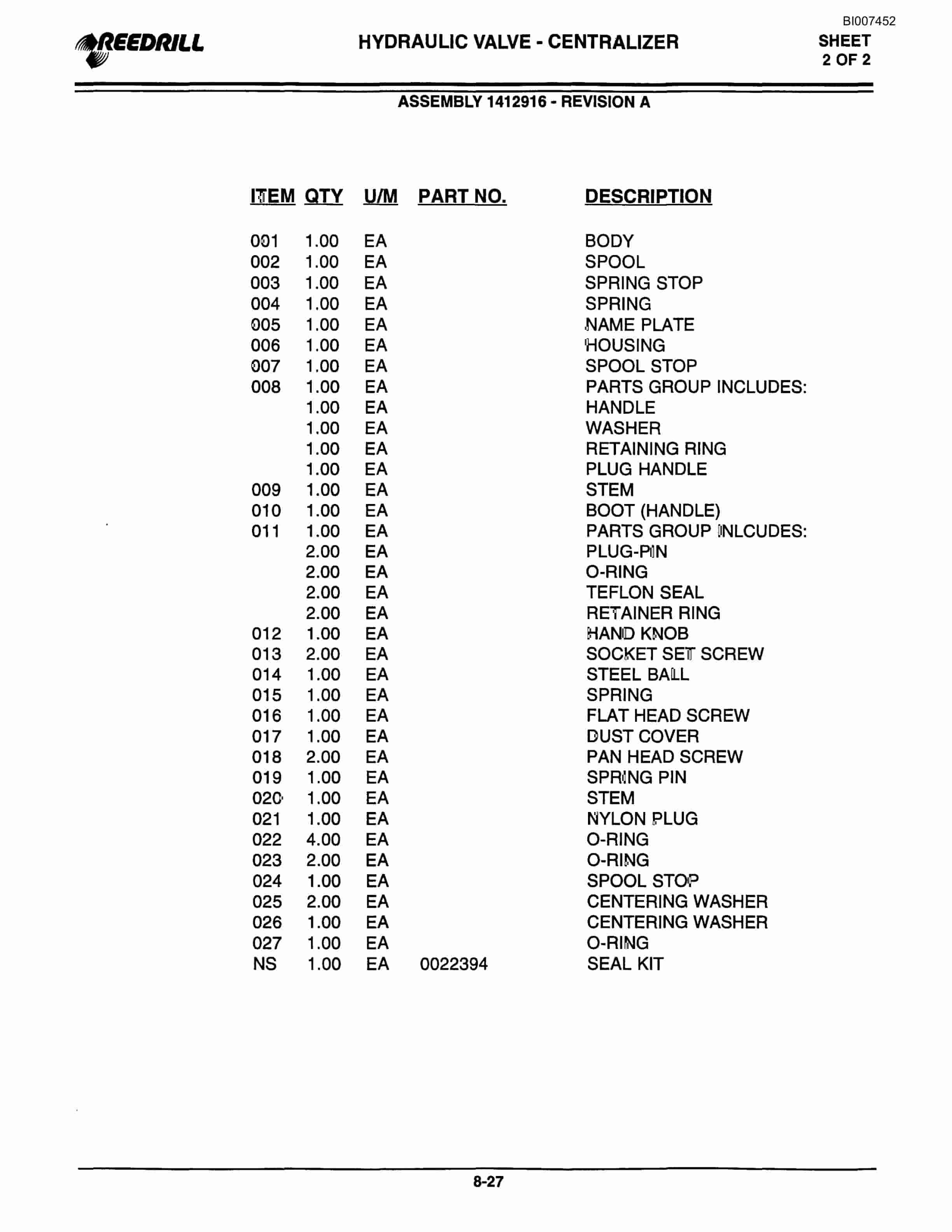 Bucyrus 300 Hydraulic Track Drill Parts Catalog BI007452-5