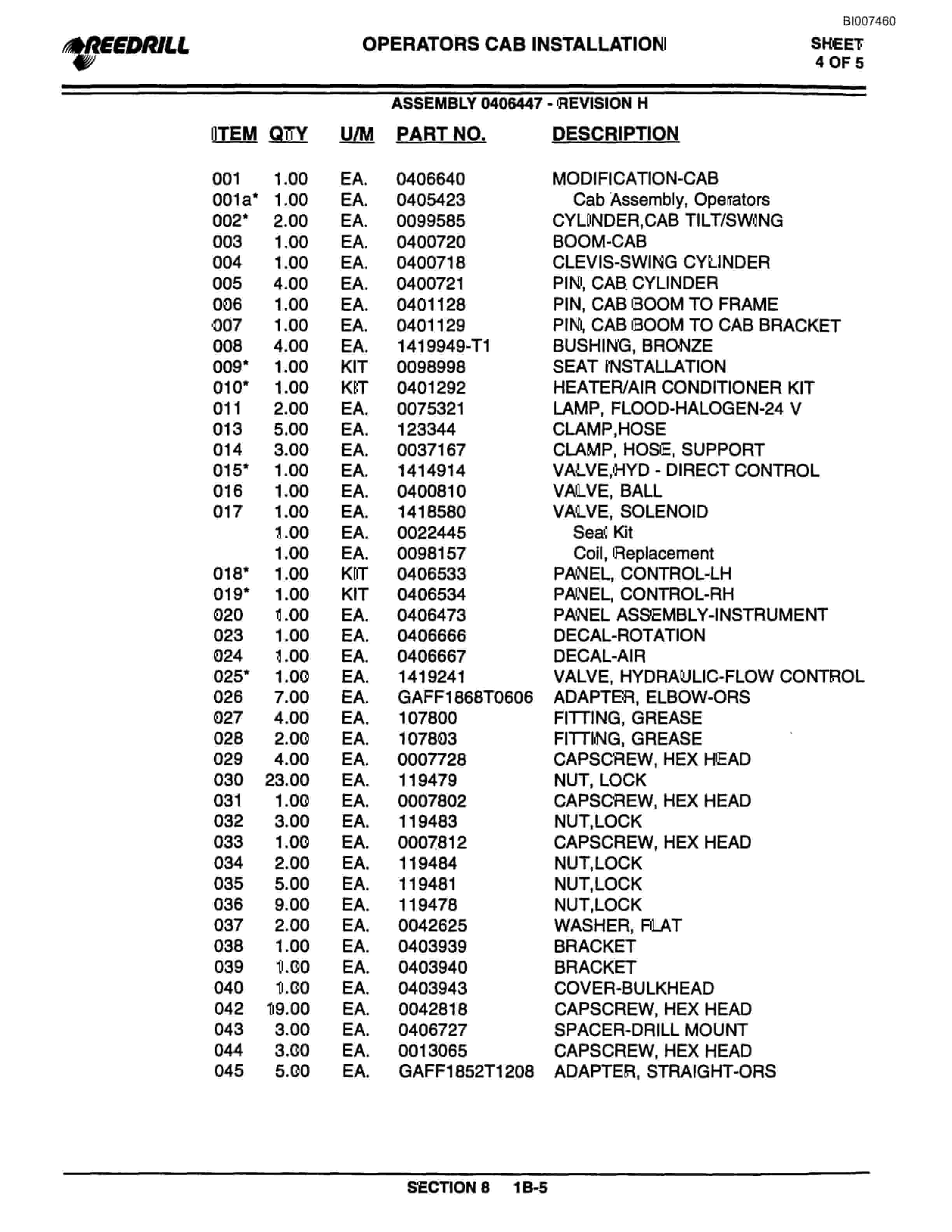 Bucyrus 300 Hydraulic Track Drill Parts Catalog BI007460-3