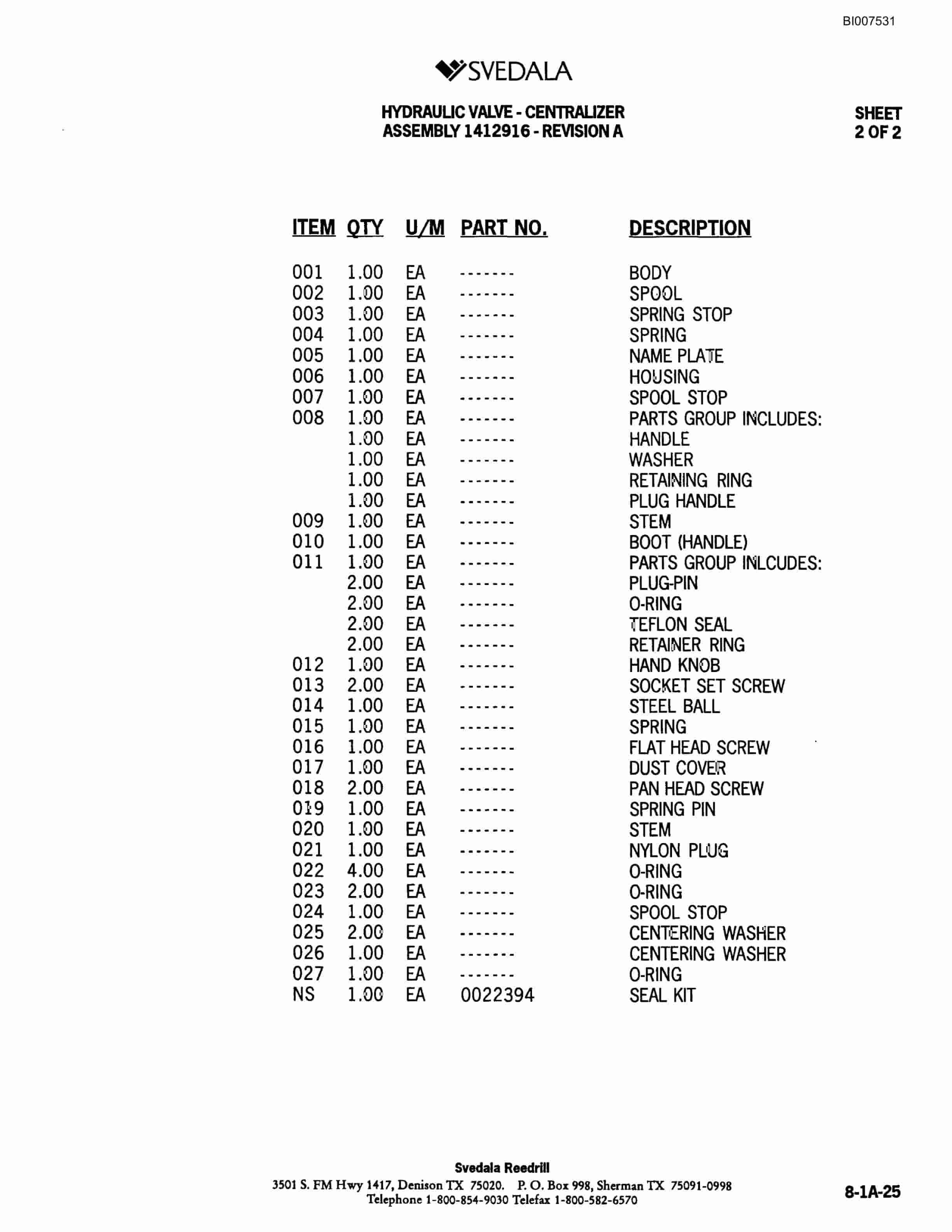 Bucyrus 300 Hydraulic Track Drill Parts Catalog BI007531-5