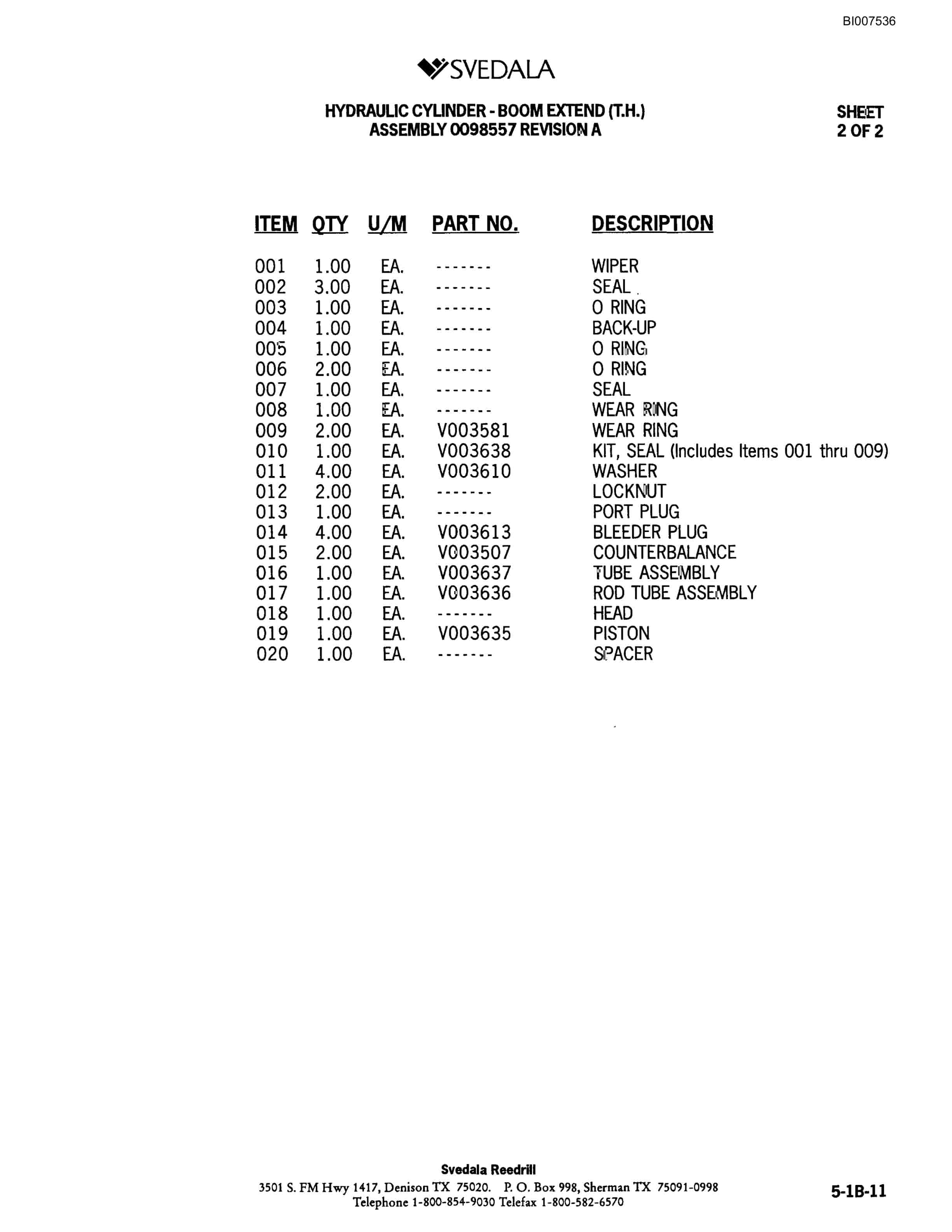 Bucyrus 300 Hydraulic Track Drill Parts Catalog BI007536-2
