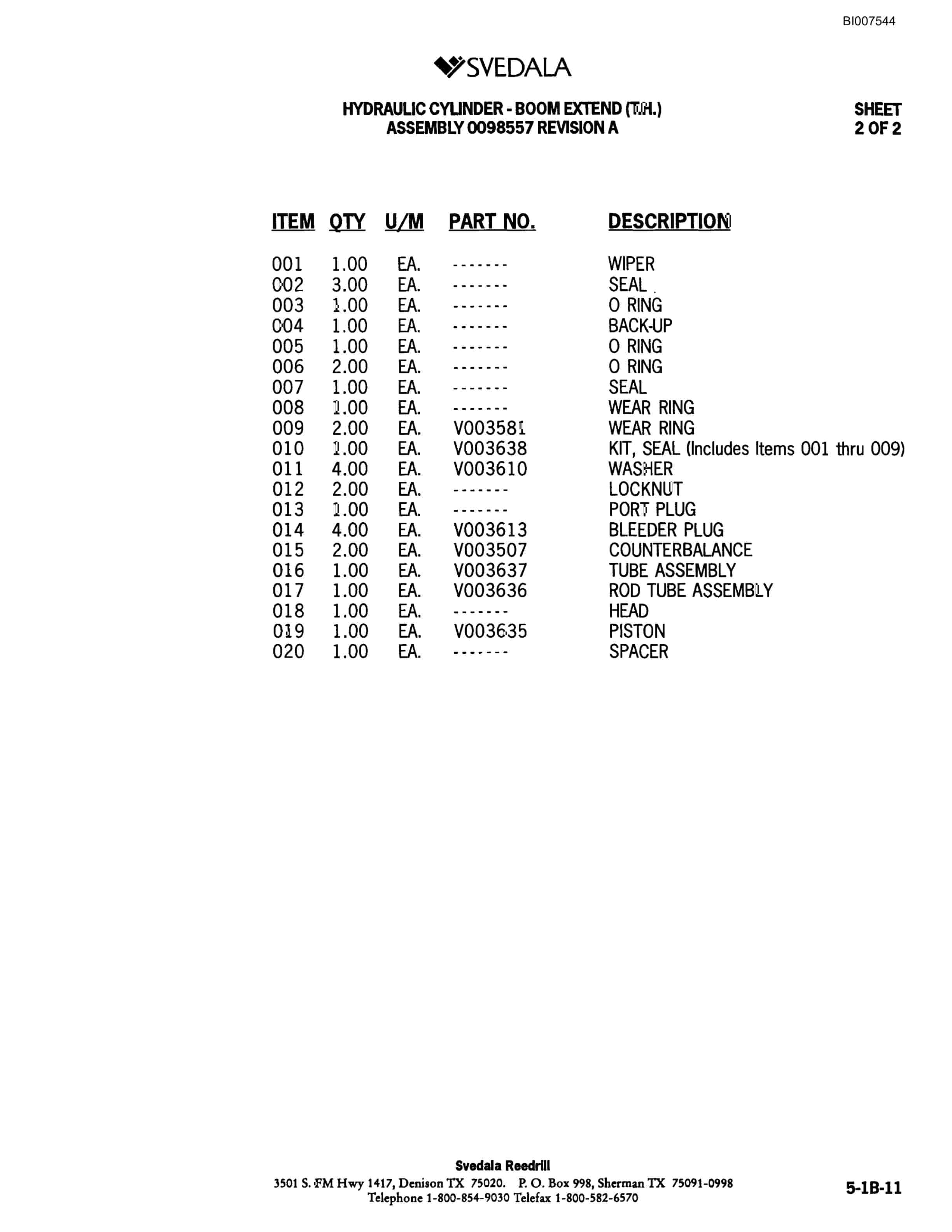 Bucyrus 300 Hydraulic Track Drill Parts Catalog BI007544-2