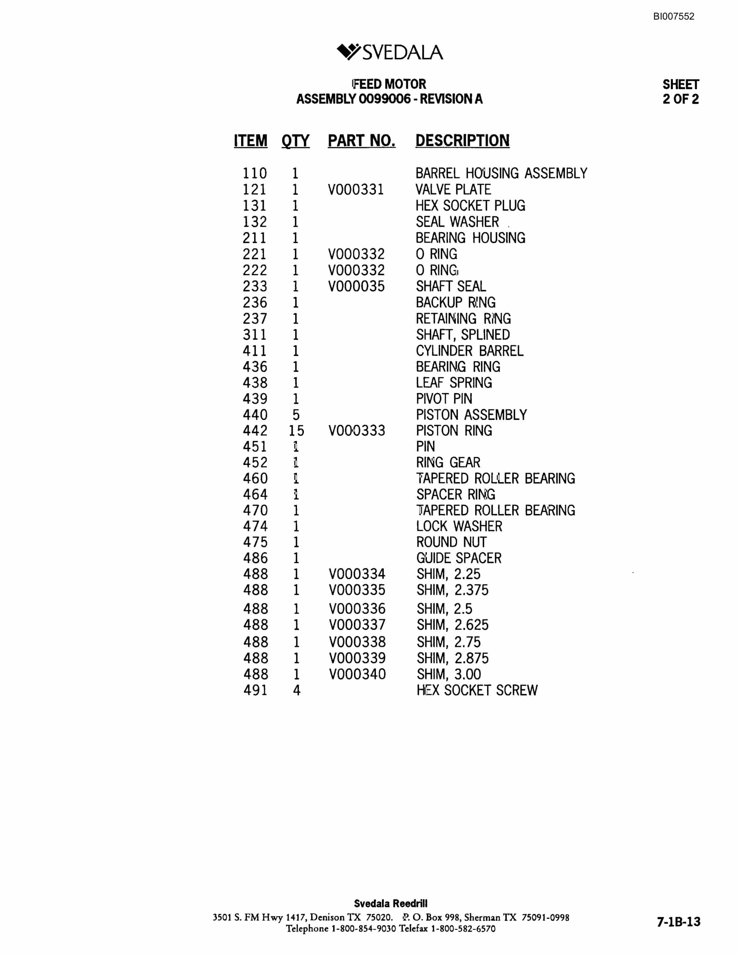 Bucyrus 300 Hydraulic Track Drill Parts Catalog BI007552-3