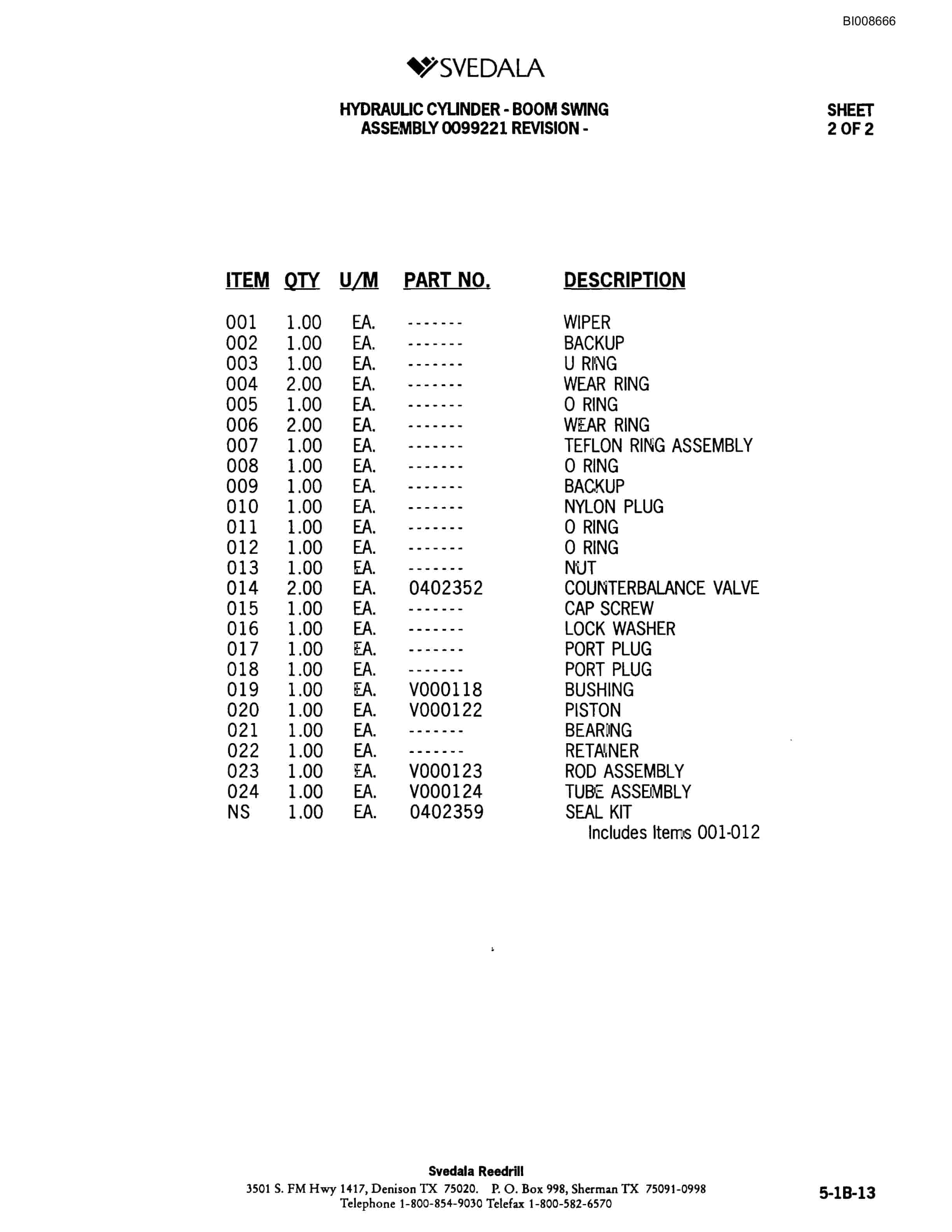 Bucyrus 300 Hydraulic Track Drill Parts Catalog BI008666-2