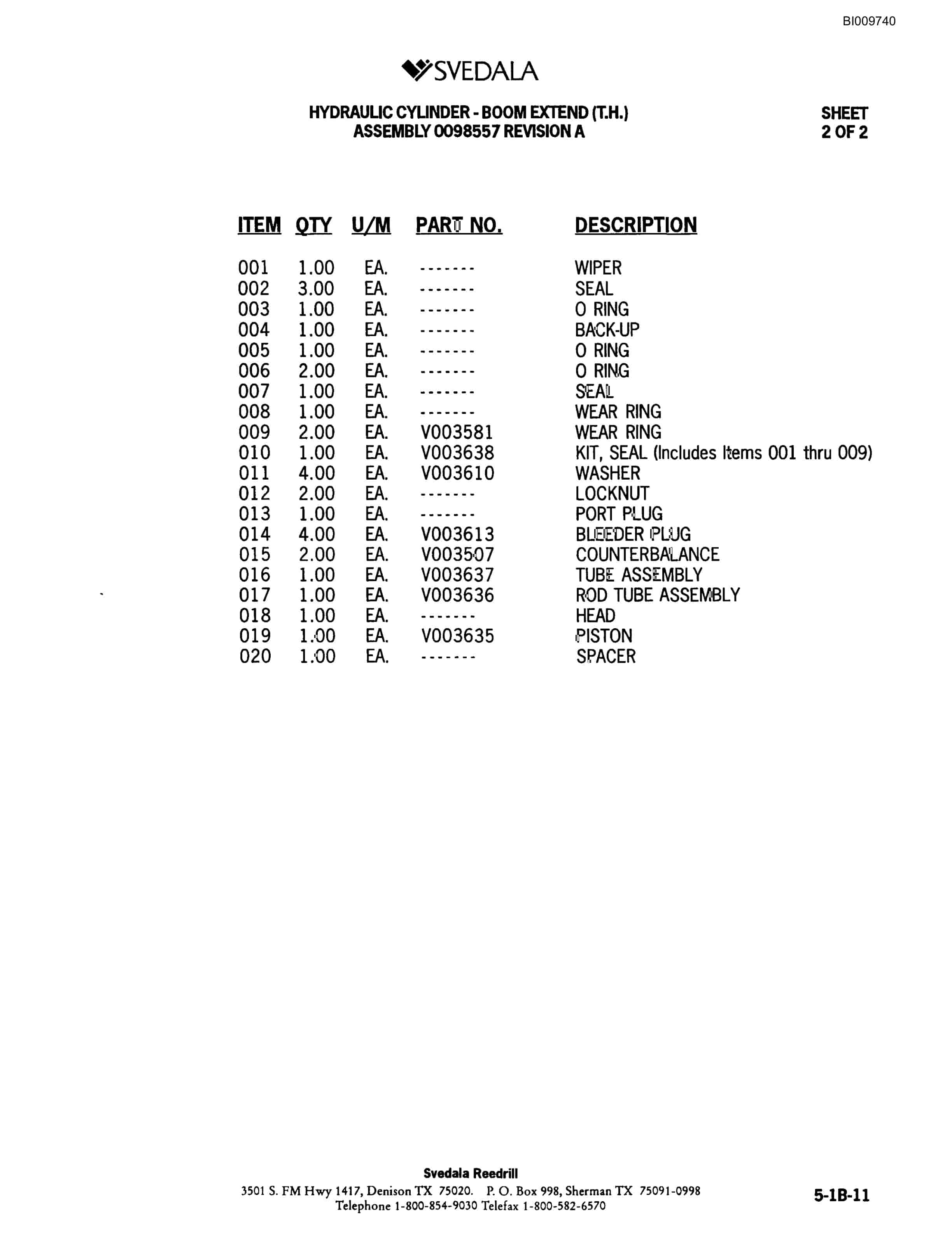 Bucyrus 300 Hydraulic Track Drill Parts Catalog BI009740-2