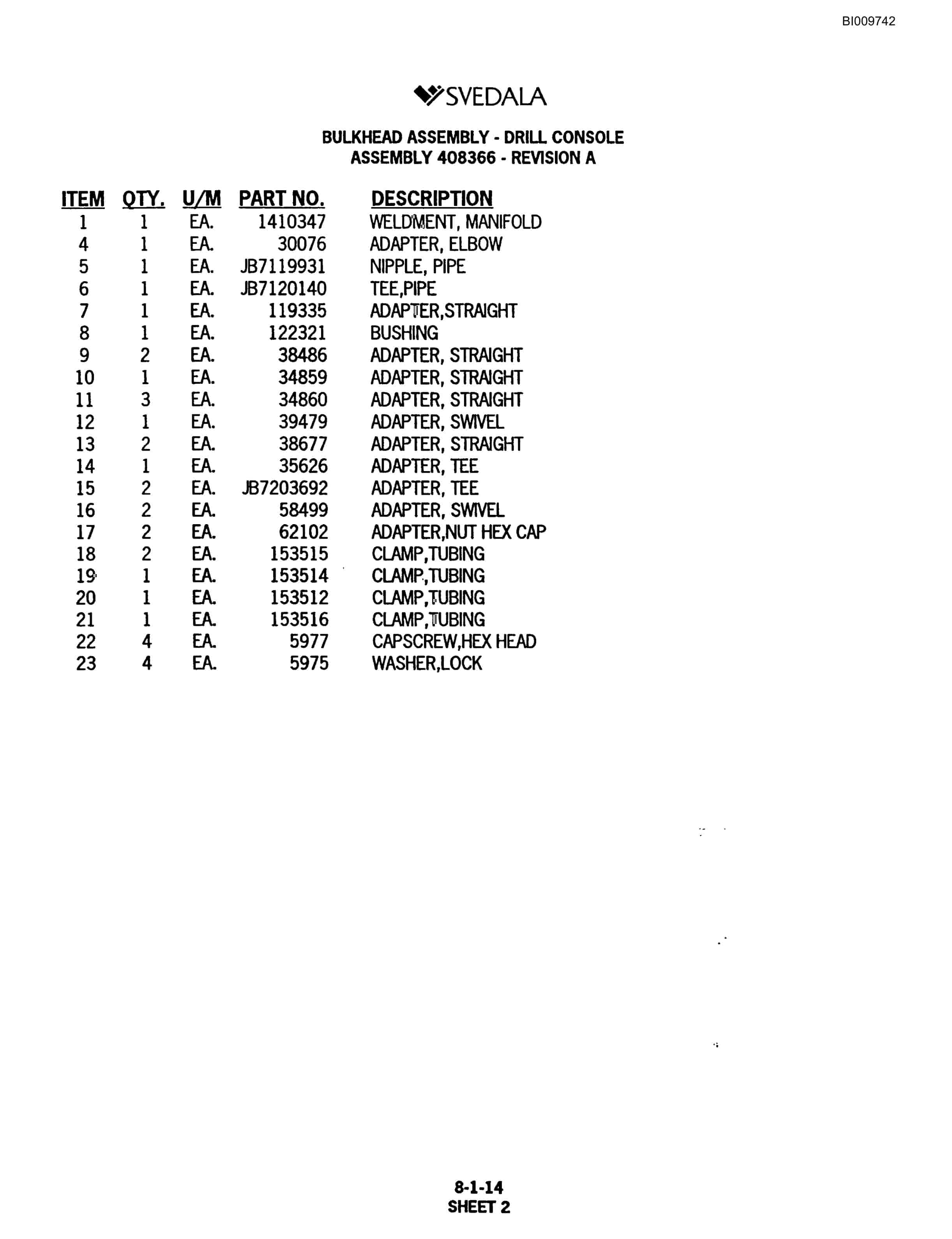 Bucyrus 300 Hydraulic Track Drill Parts Catalog BI009742-4